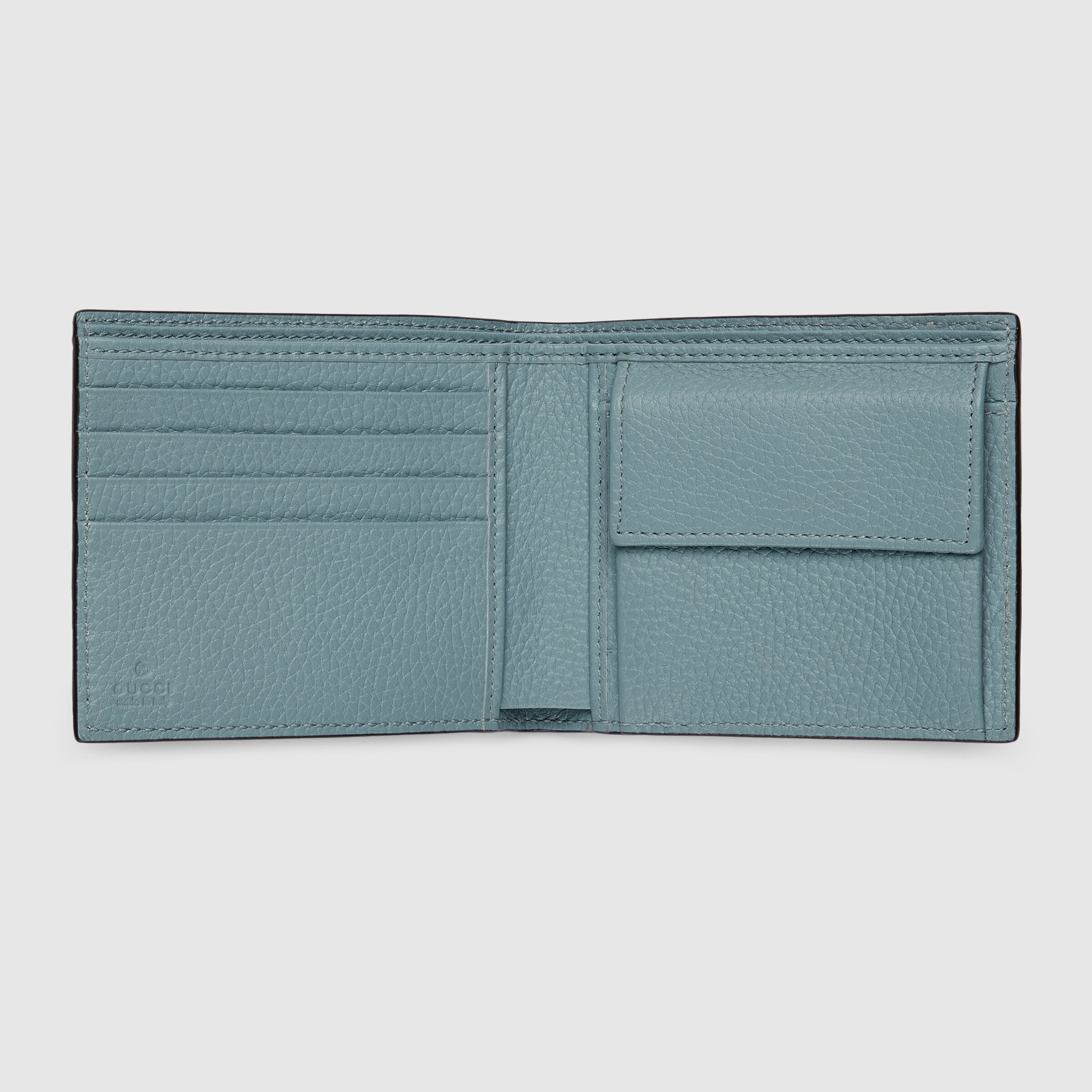 テラバイトくん様 ② GUCCI ロゴ 二つ折りウォレット ・パステルブルー レザー