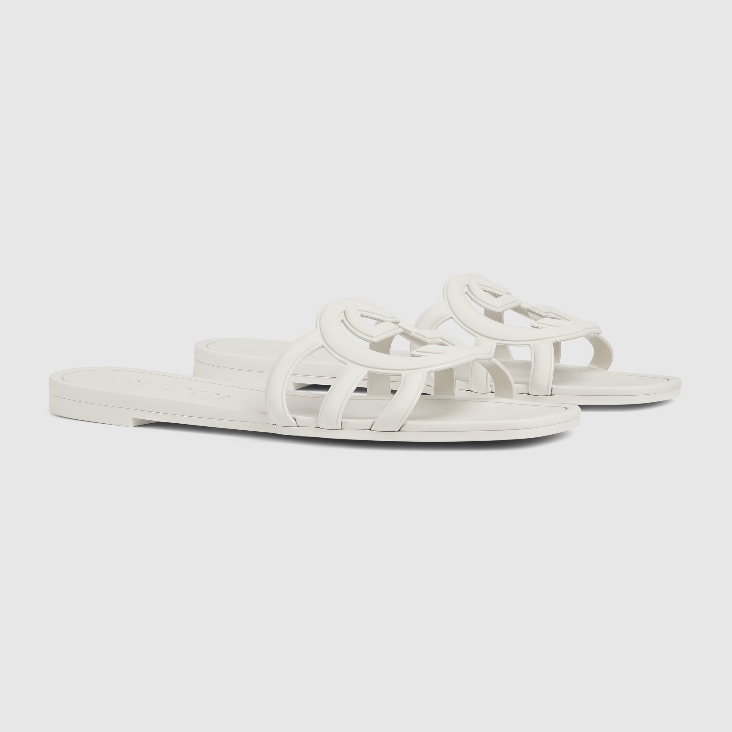 Women's Interlocking G slide sandal in white rubber GUCCI® US