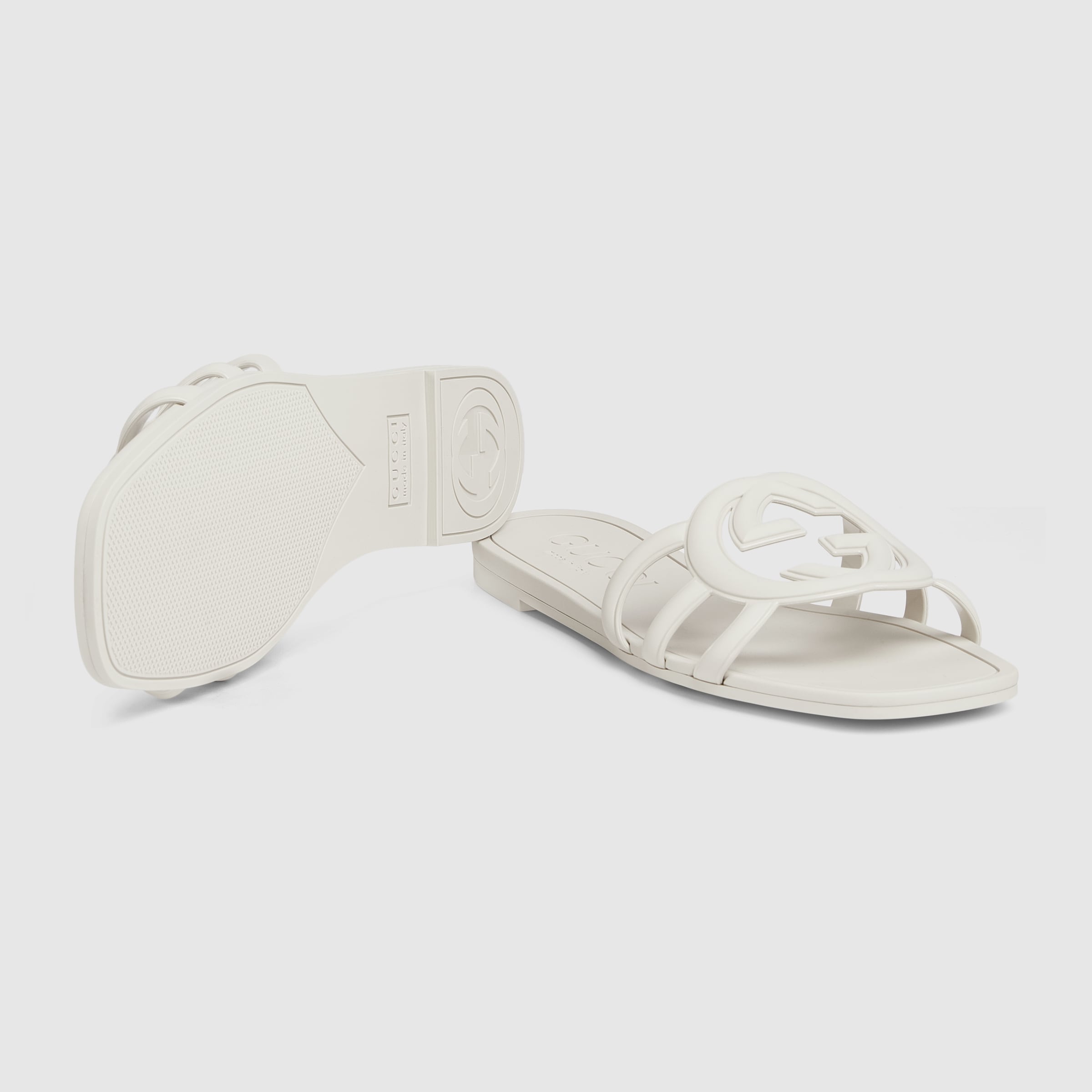 GC 25 Interlocking G 50mm Slide Sandal Sky Blue White Cowhide 292385