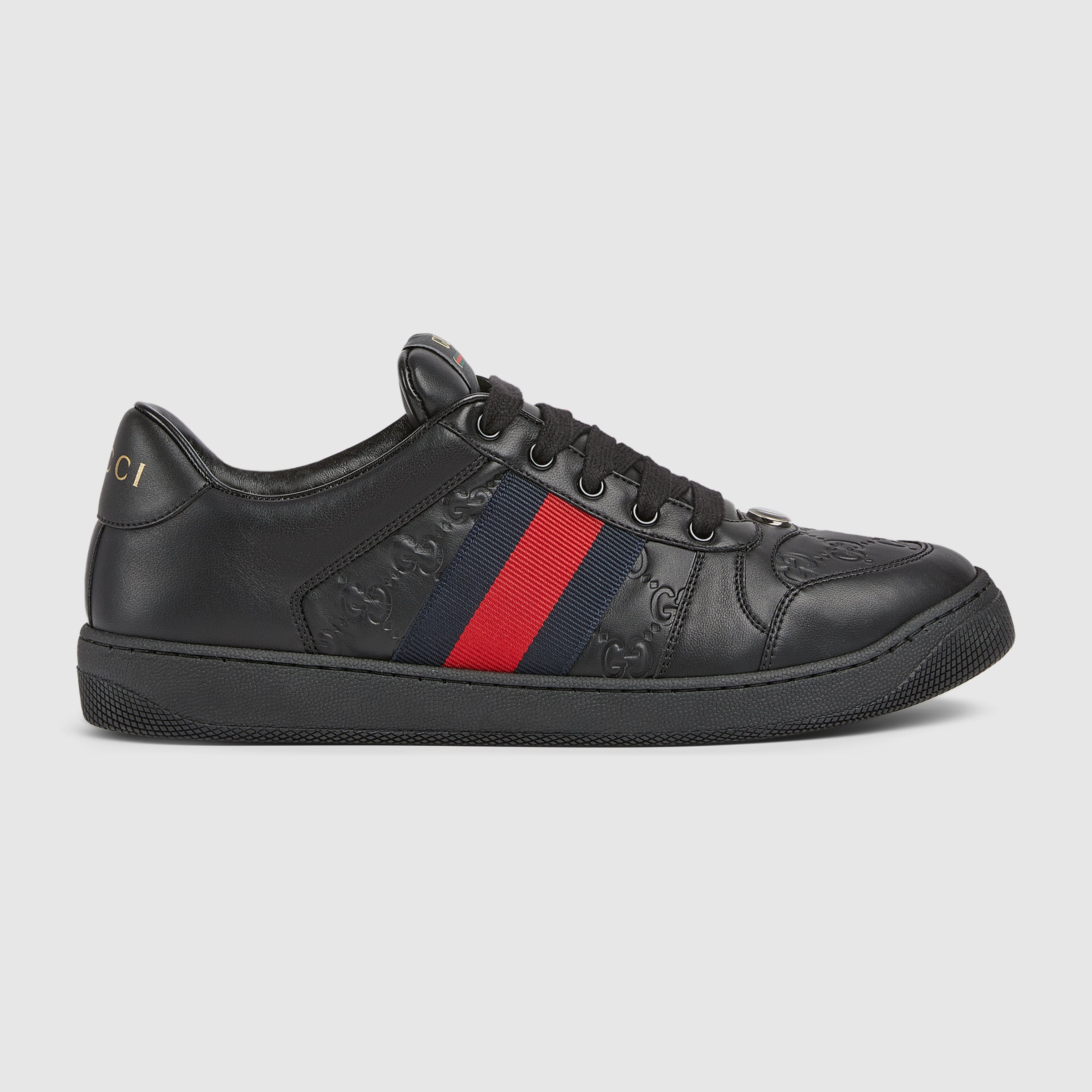 Men's Screener sneaker in black leather | GUCCI® MX