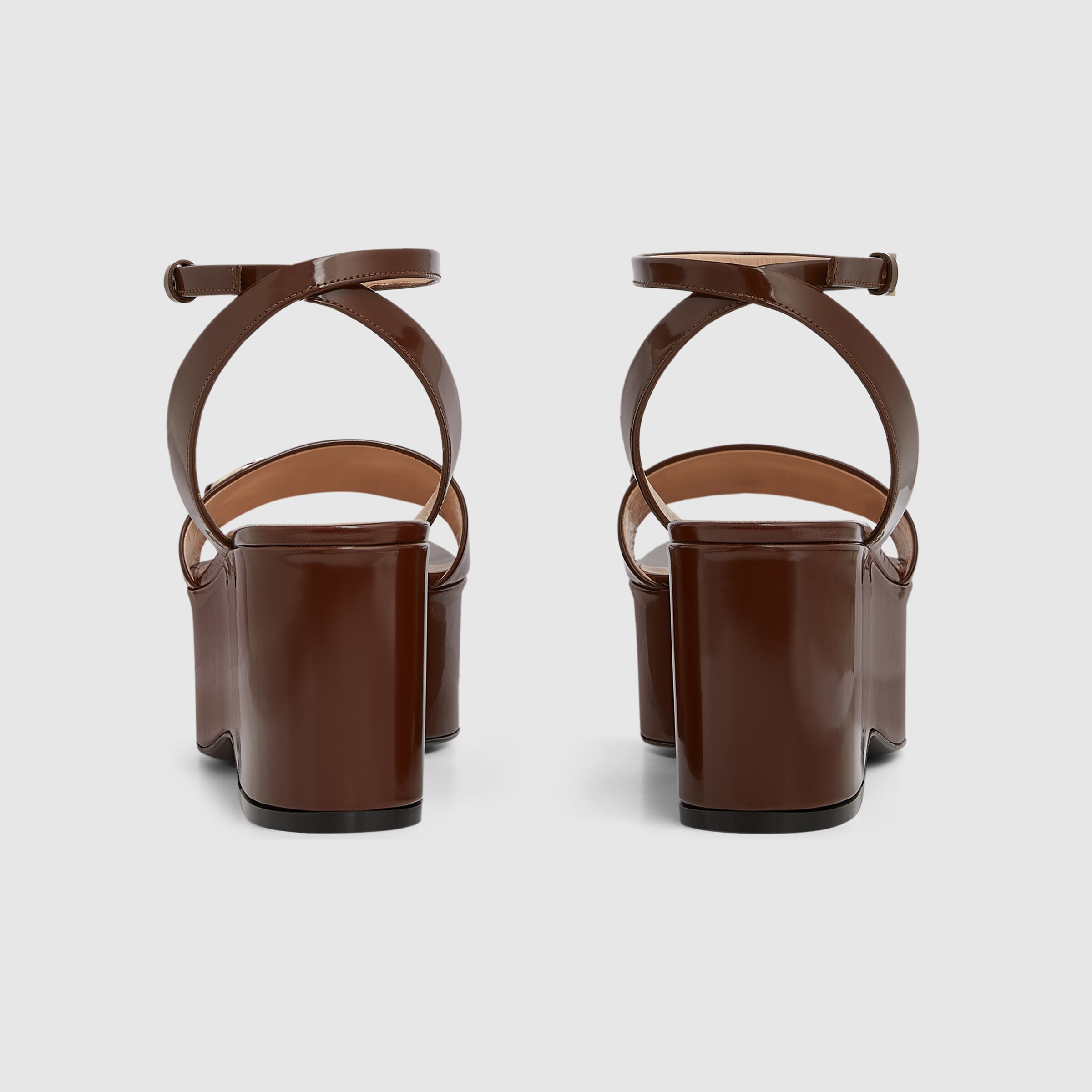Women's Horsebit flatform sandal in dark brown leather