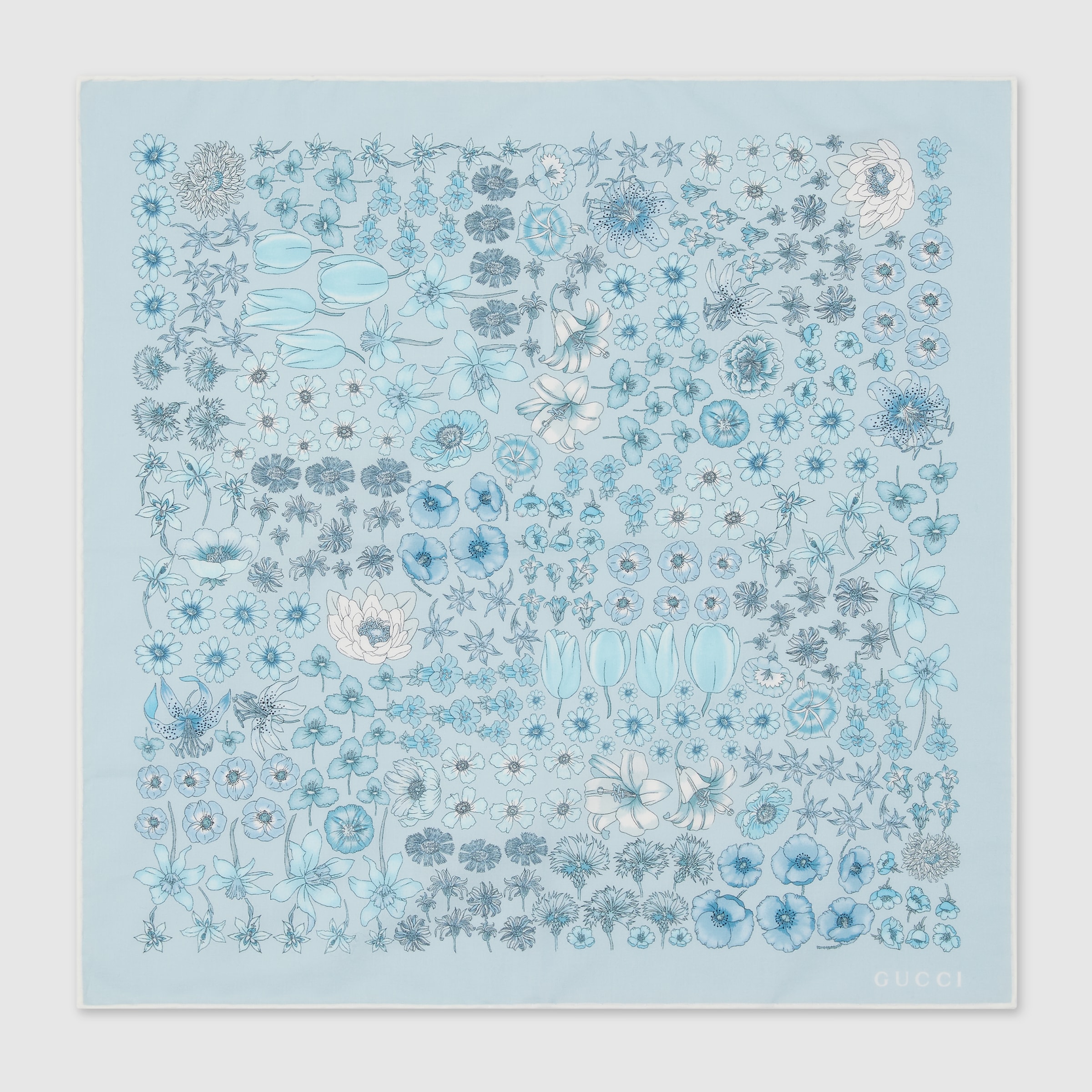 日本限定 プリント コットン ハンカチ ・ライトブルー | GUCCI公式