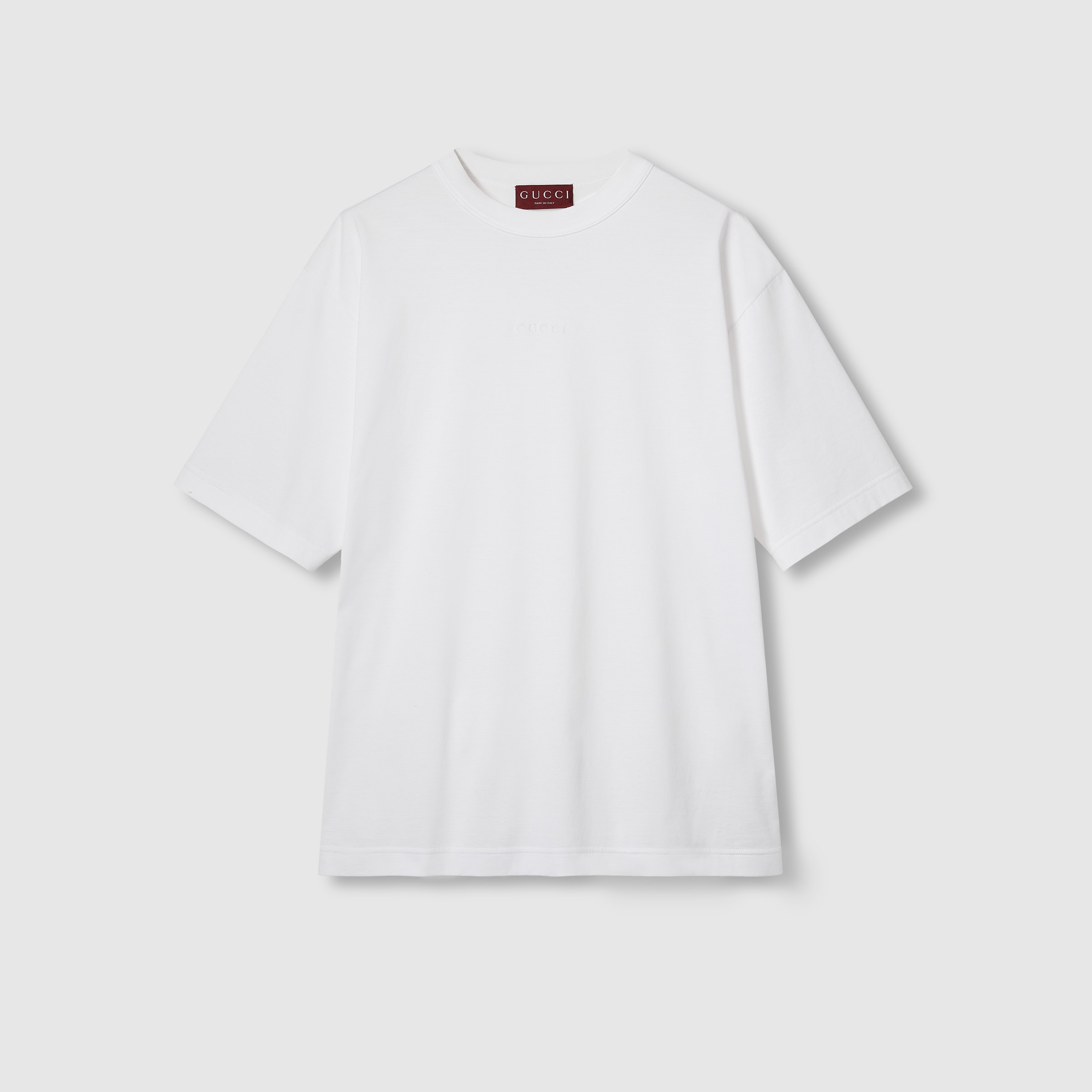 タイムセール！新品タグ付き！GUCCI ヴィンテージロゴコットンTシャツ Cotton jersey T-shirt with embroidery in white | GUCCI® US