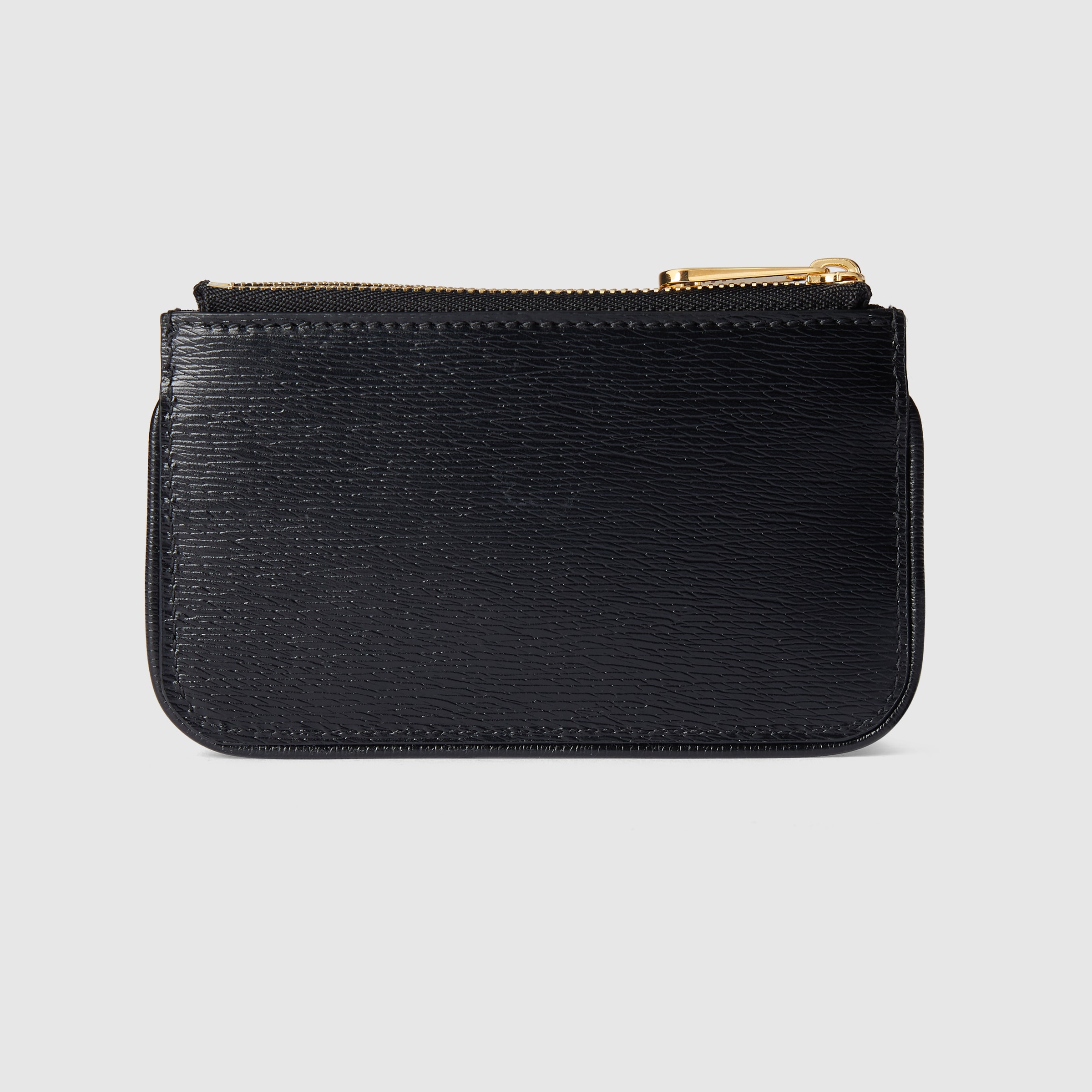 GUCCI Micro Guccissima Coin Purse Black Leather Zippy Card