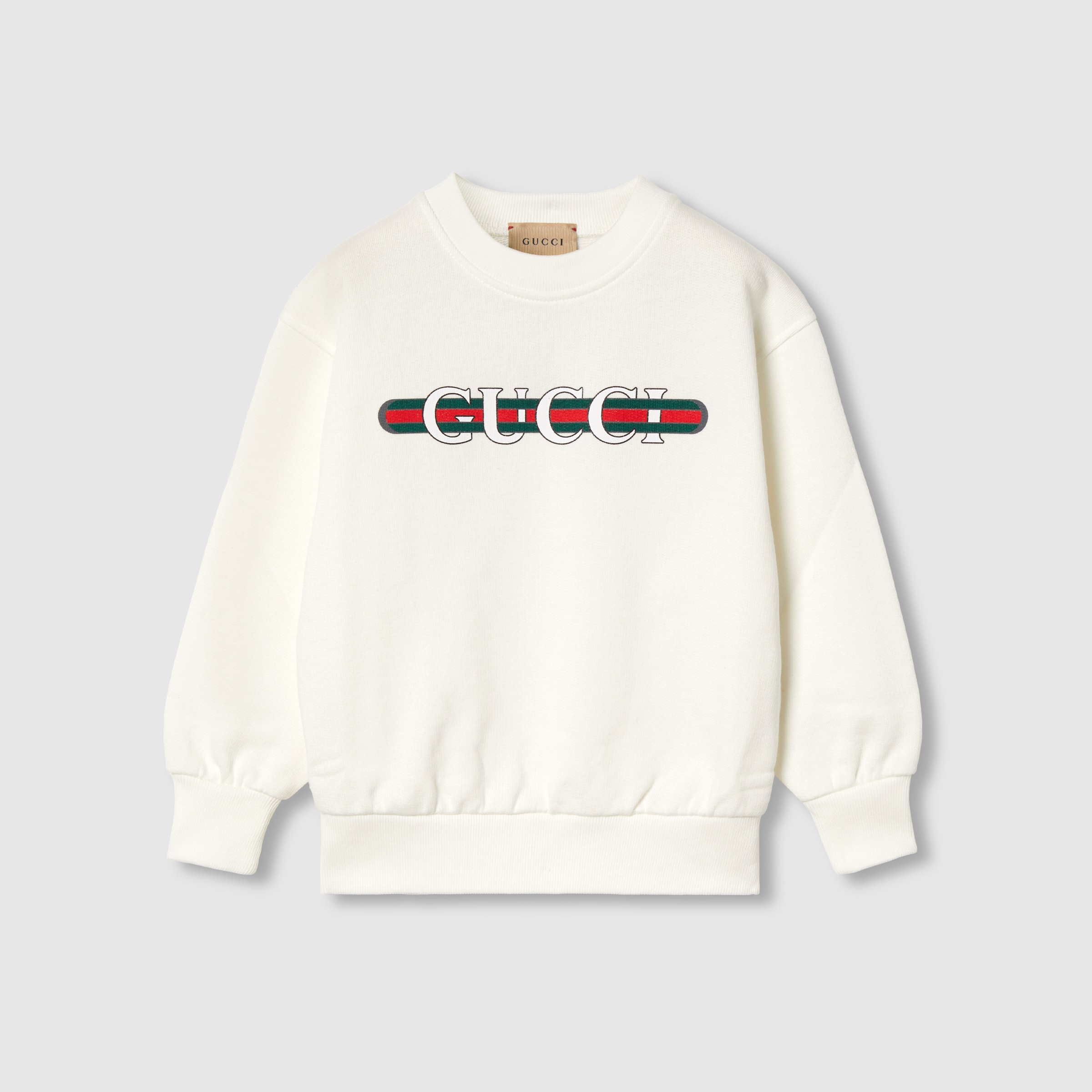 チルドレンズ〕ウェブ付き コットン スウェットシャツ ・ホワイト