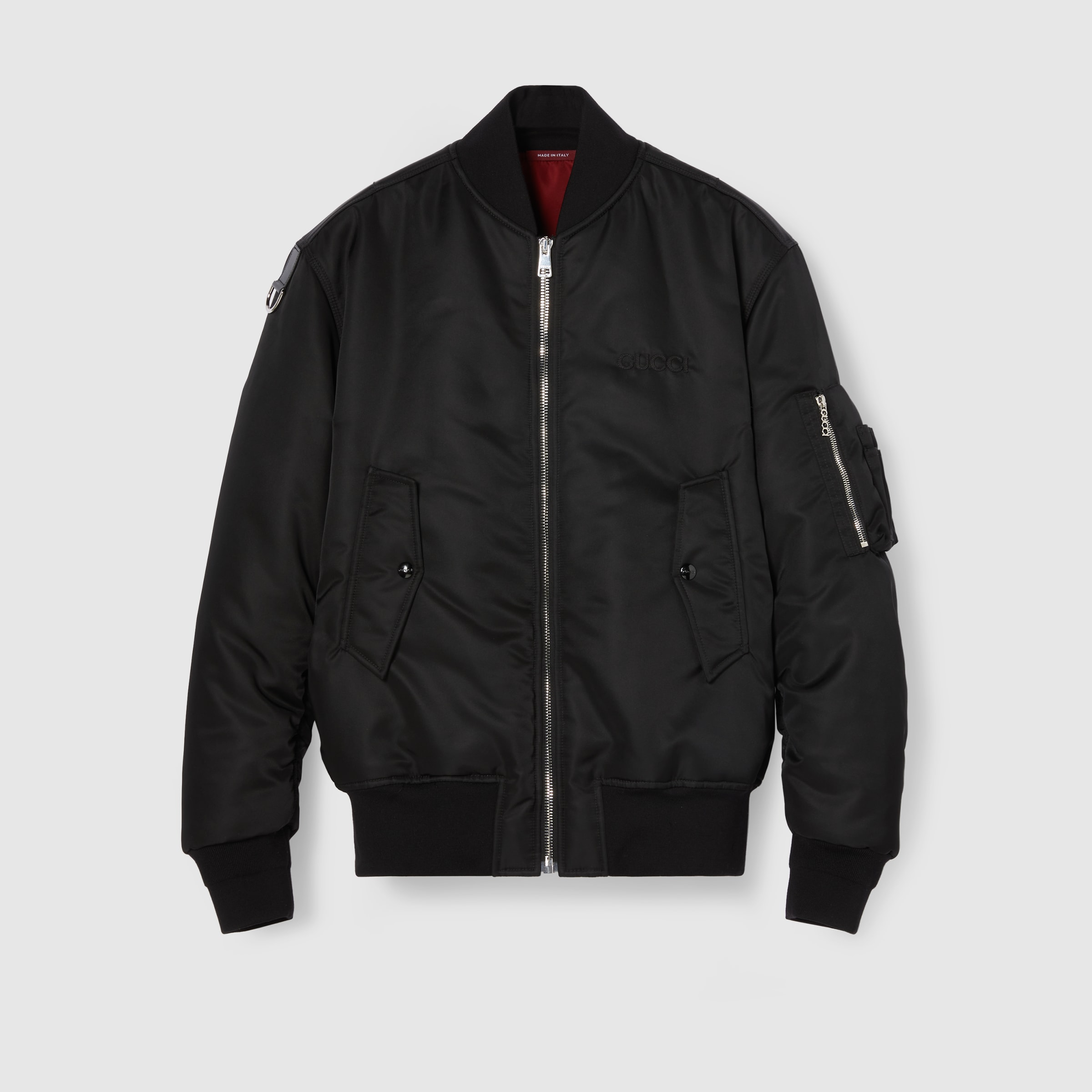 Nylon twill bomber jacket in black GUCCI Australia
