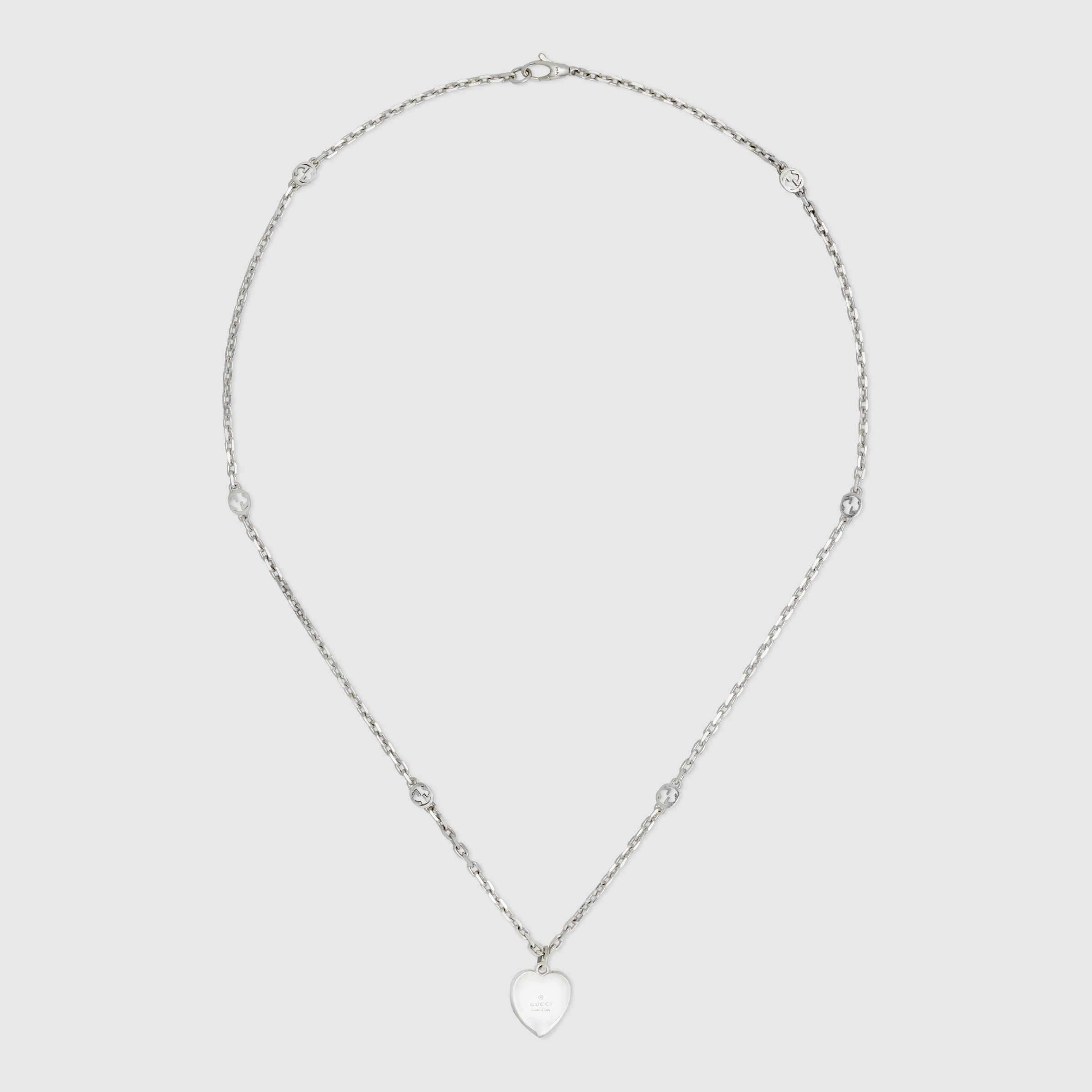 【新品磨き】GUCCI Silver Heart Charm Necklace 645545_J8410_1184_009_100_0000