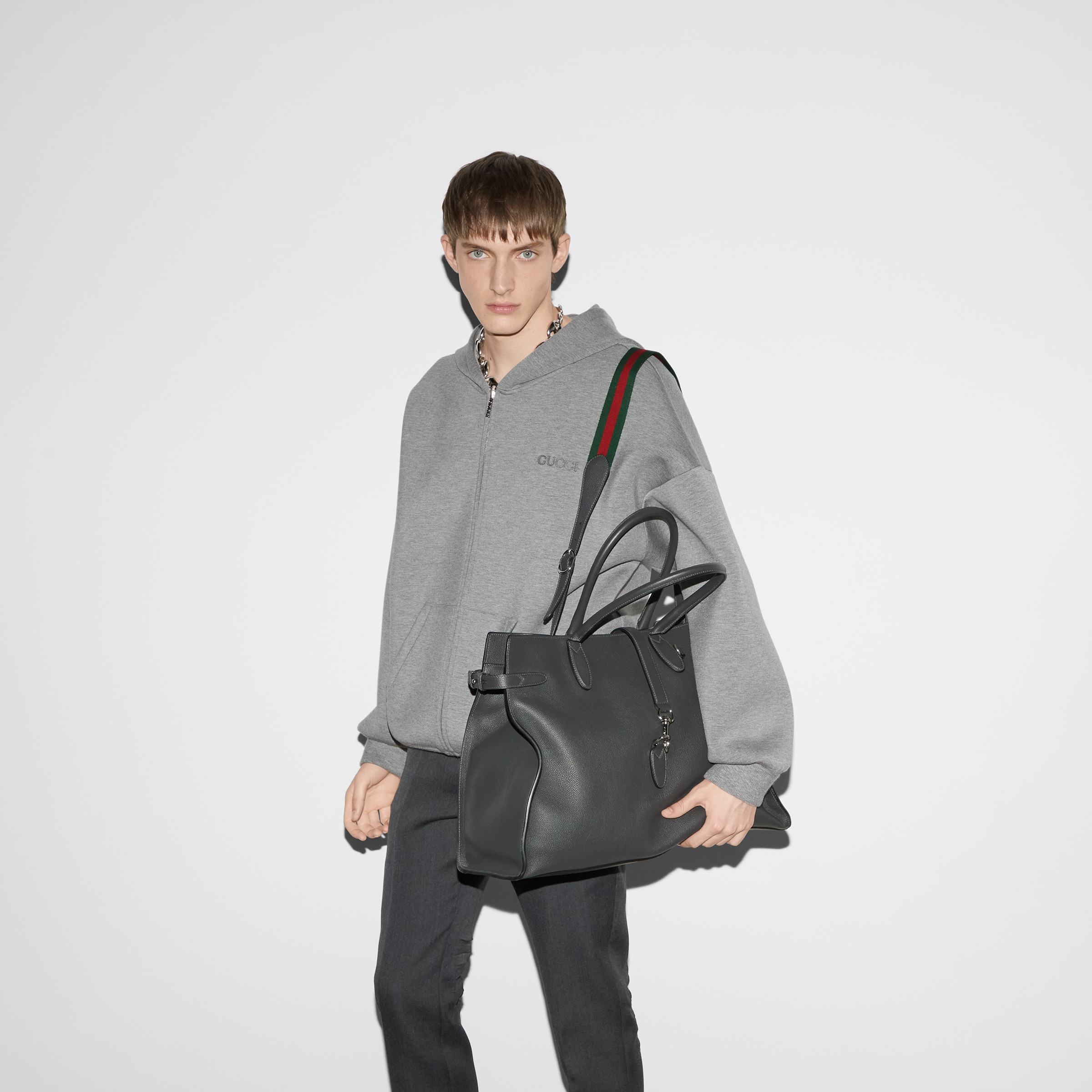 LARGE TOTE BAG WITH HOOK CLOSURE
