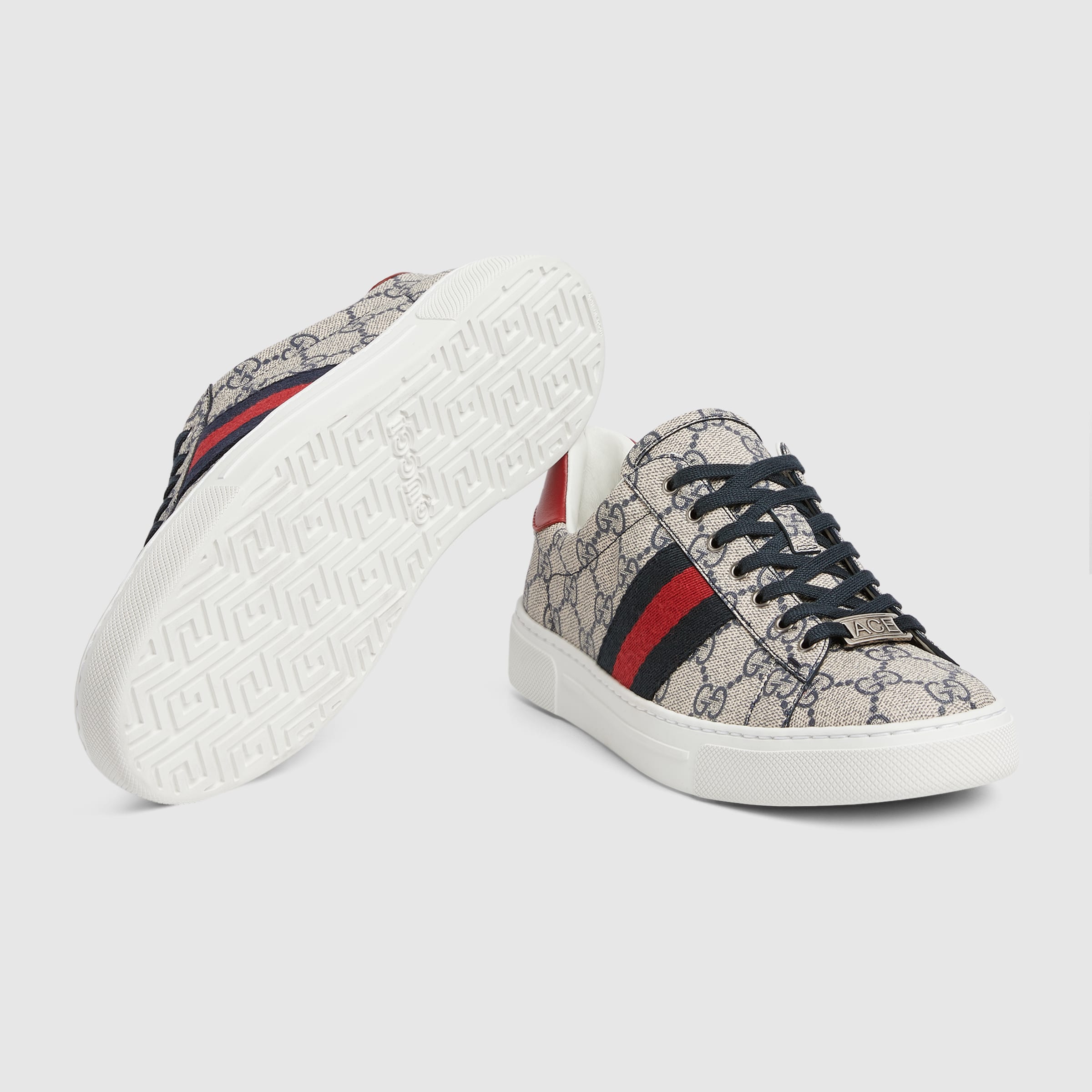 あさ様　GUCCI Women's Gucci Ace sneaker with Web in beige and ebony Supreme