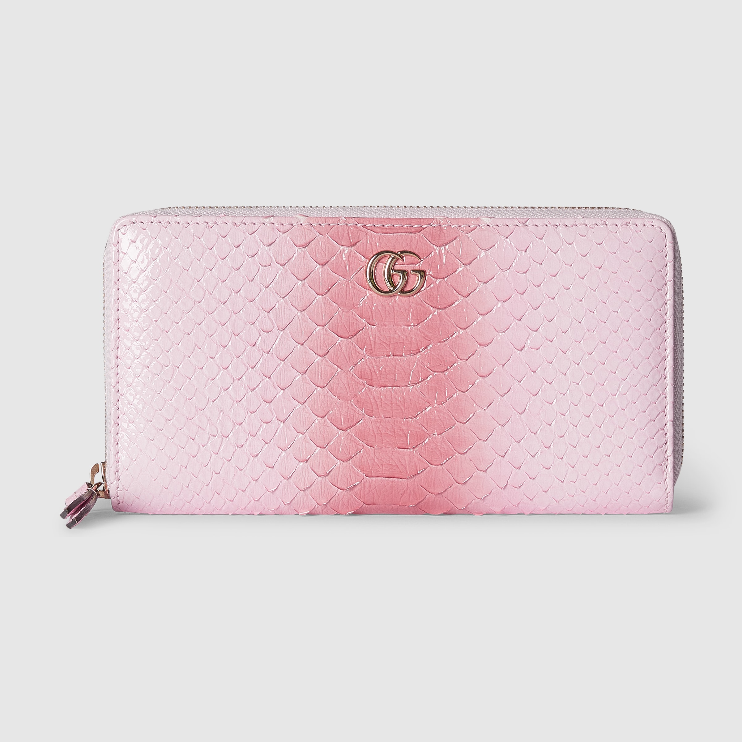 Gucci★素敵！Pink Leather GRG Logo Print Zip Around Wallet Gucci Pink Leather GRG Logo Print Long Continental Zip