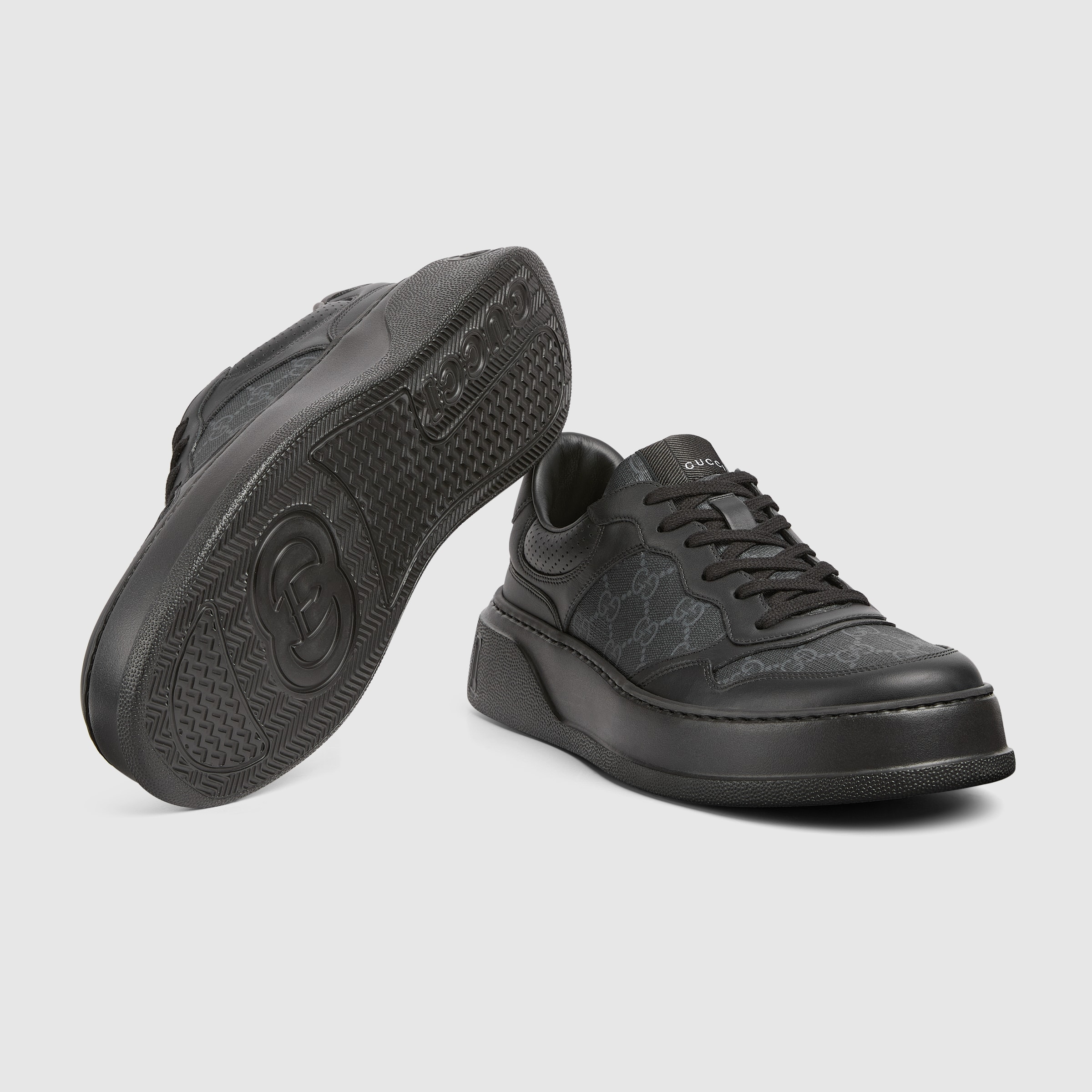 GG 26 Platform Sneaker Black White Monogram Suede 632835
