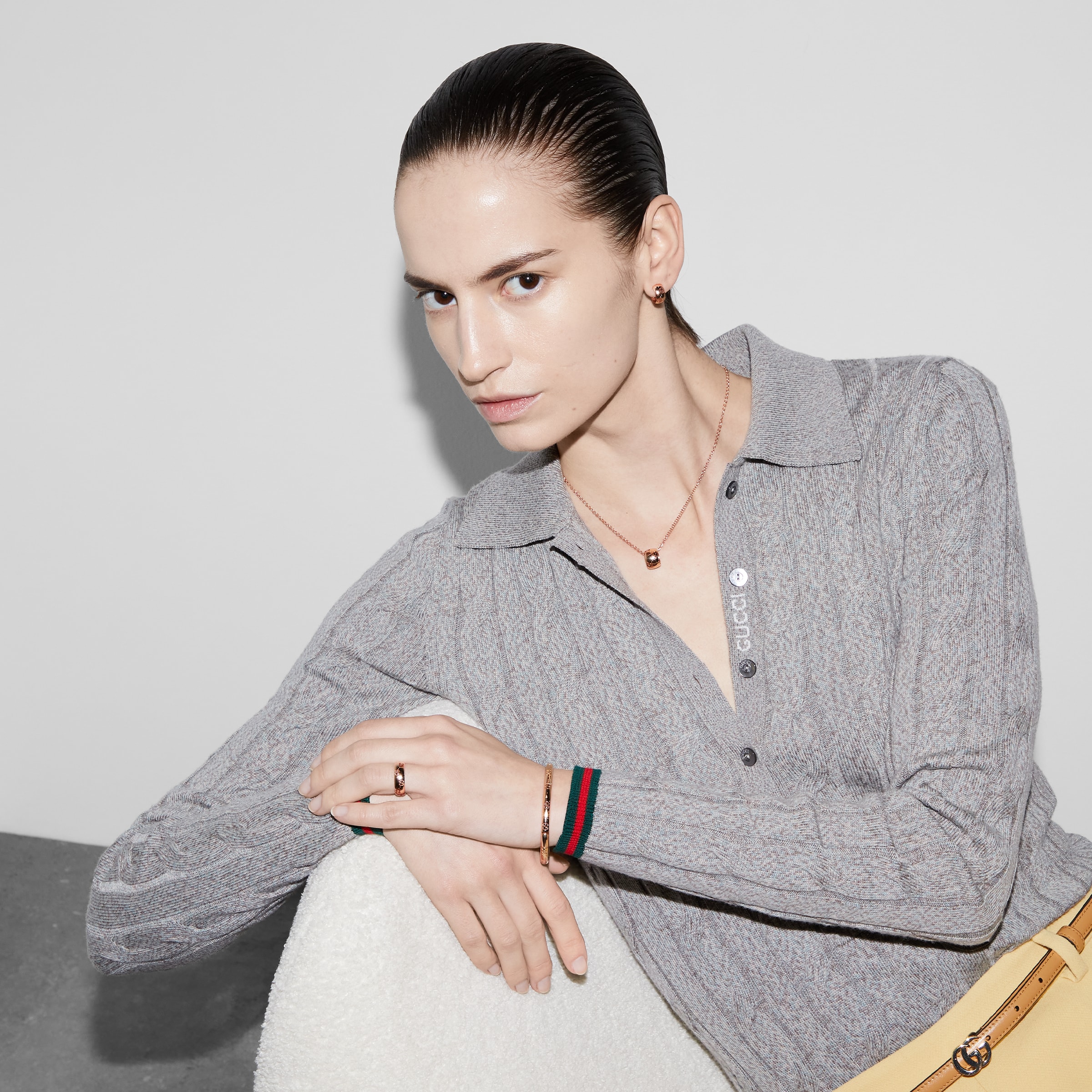 Icon 18k GG hoop earrings in 18k rose gold | GUCCI® US