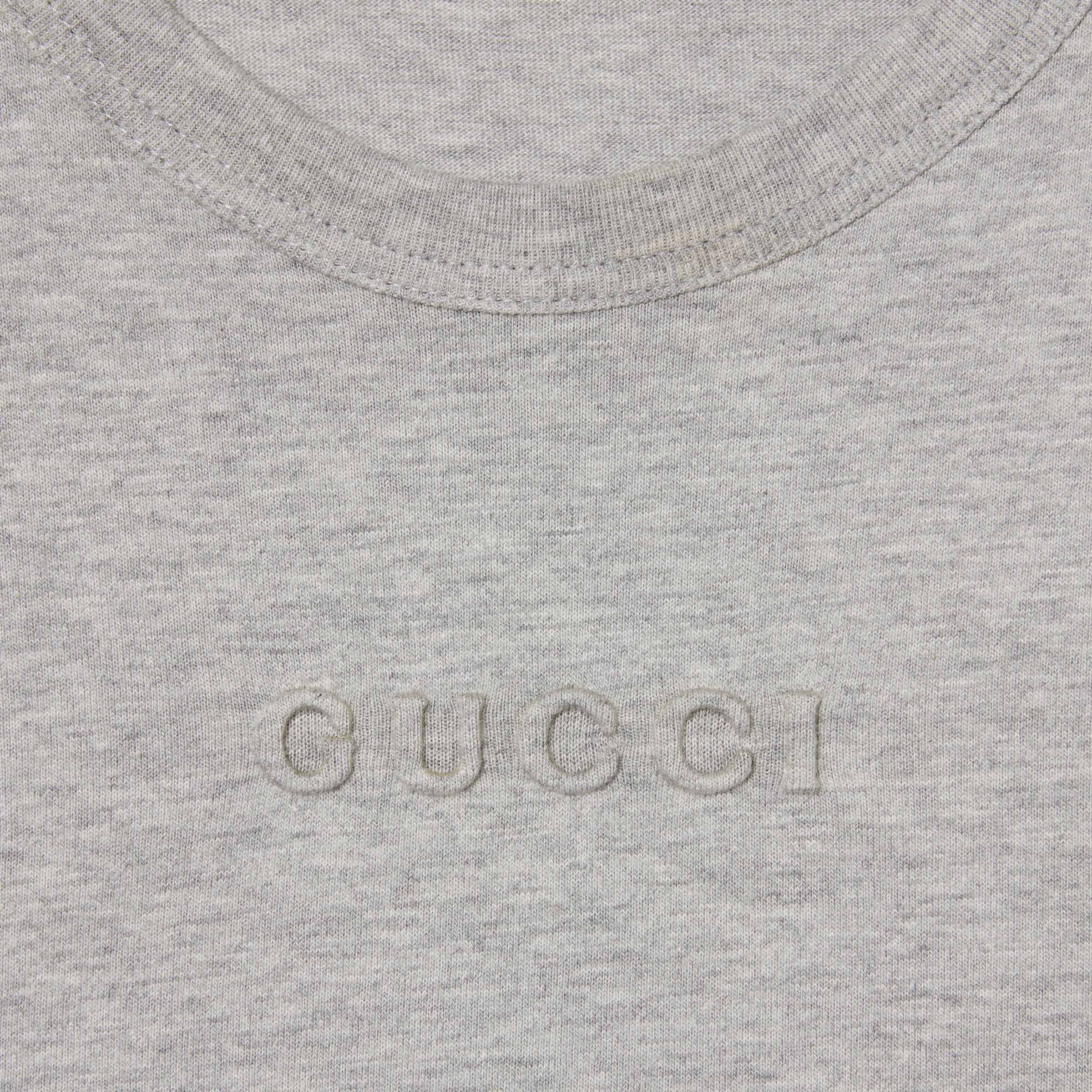 正規 embossed jersey Cotton T-shirt US GUCCI® | mélange grey in トップス