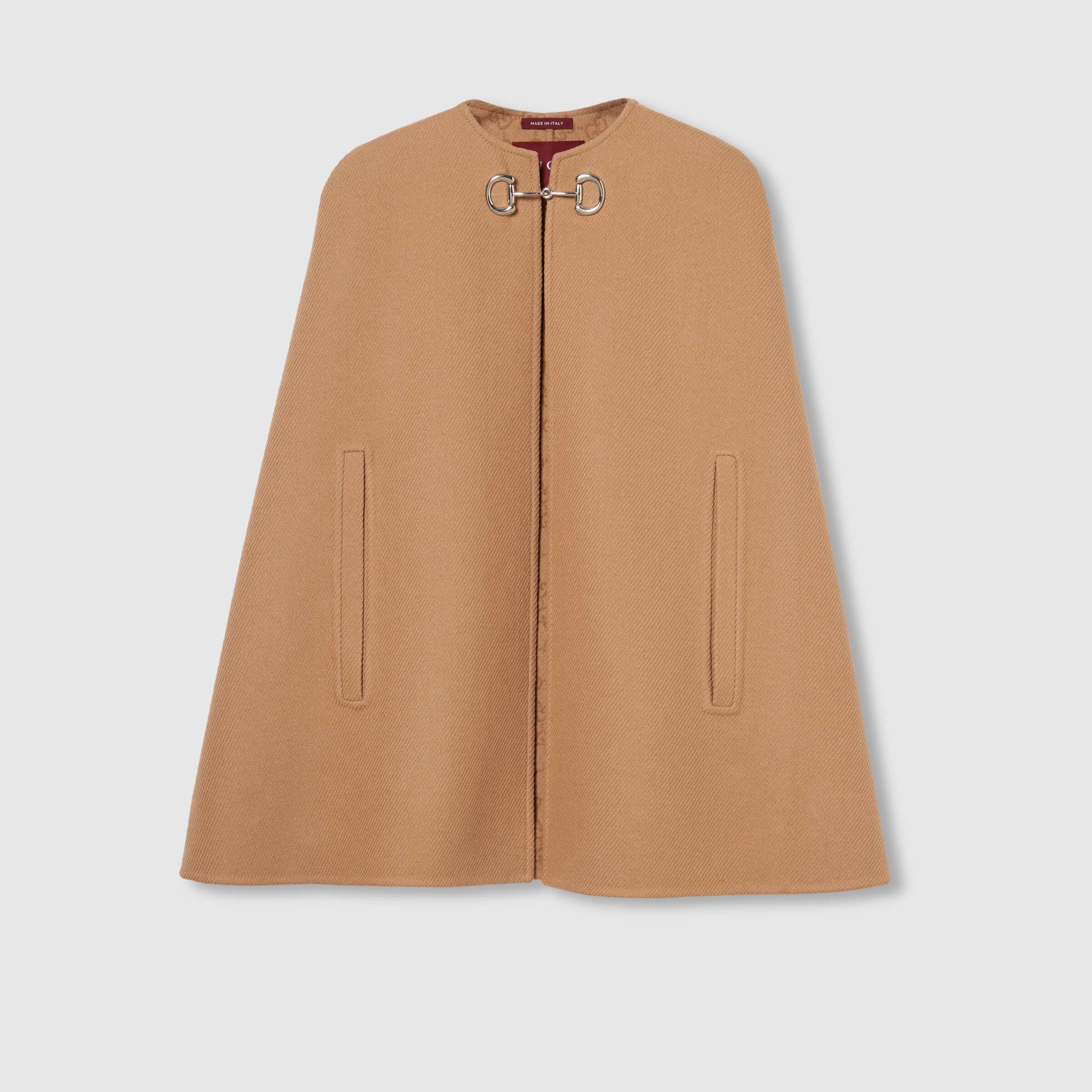 Wool cashmere cape in camel | GUCCI® US