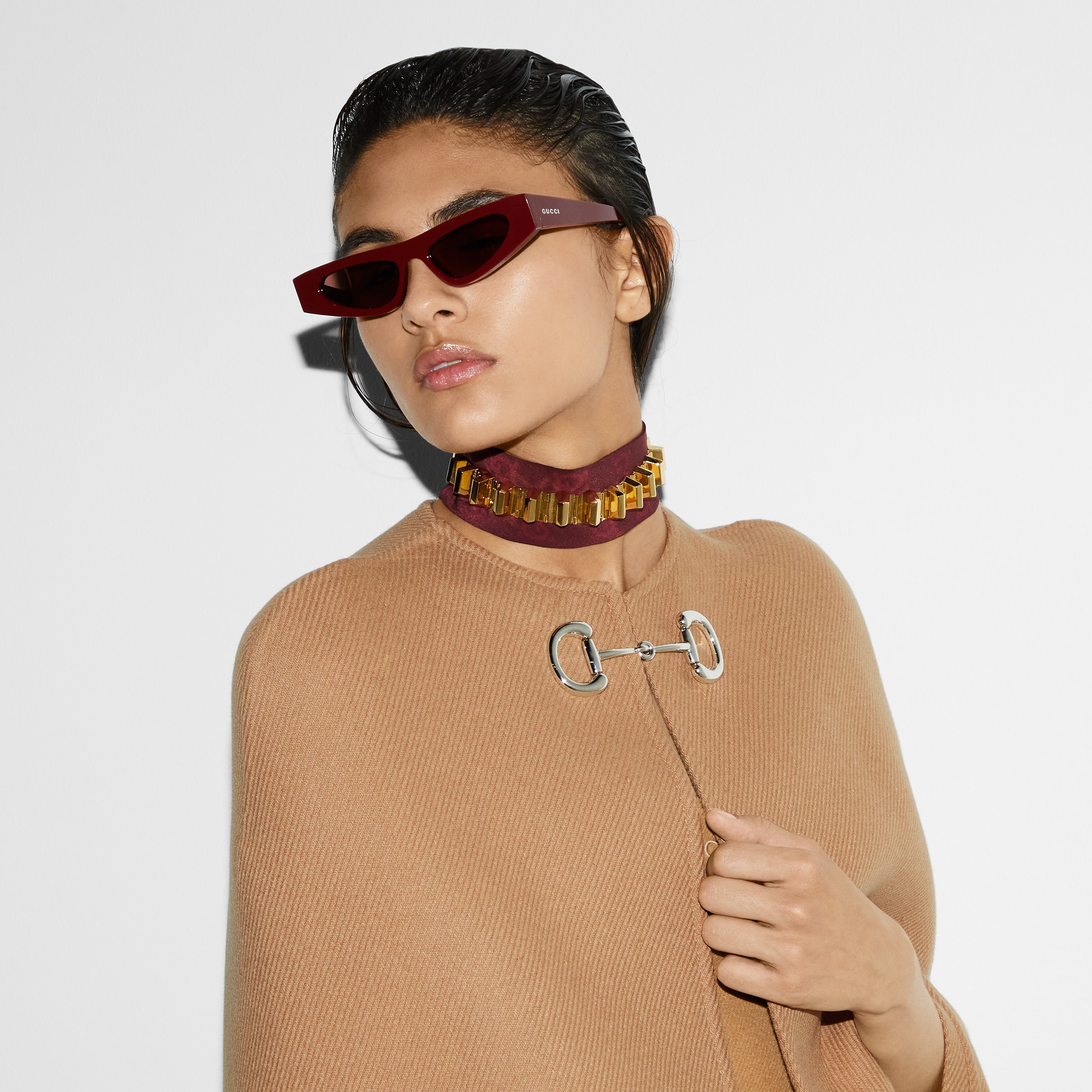 ★GUCCI ウールケープ　定価385,000円 ★ ウールカシミア ケープ ・キャメル | GUCCI公式