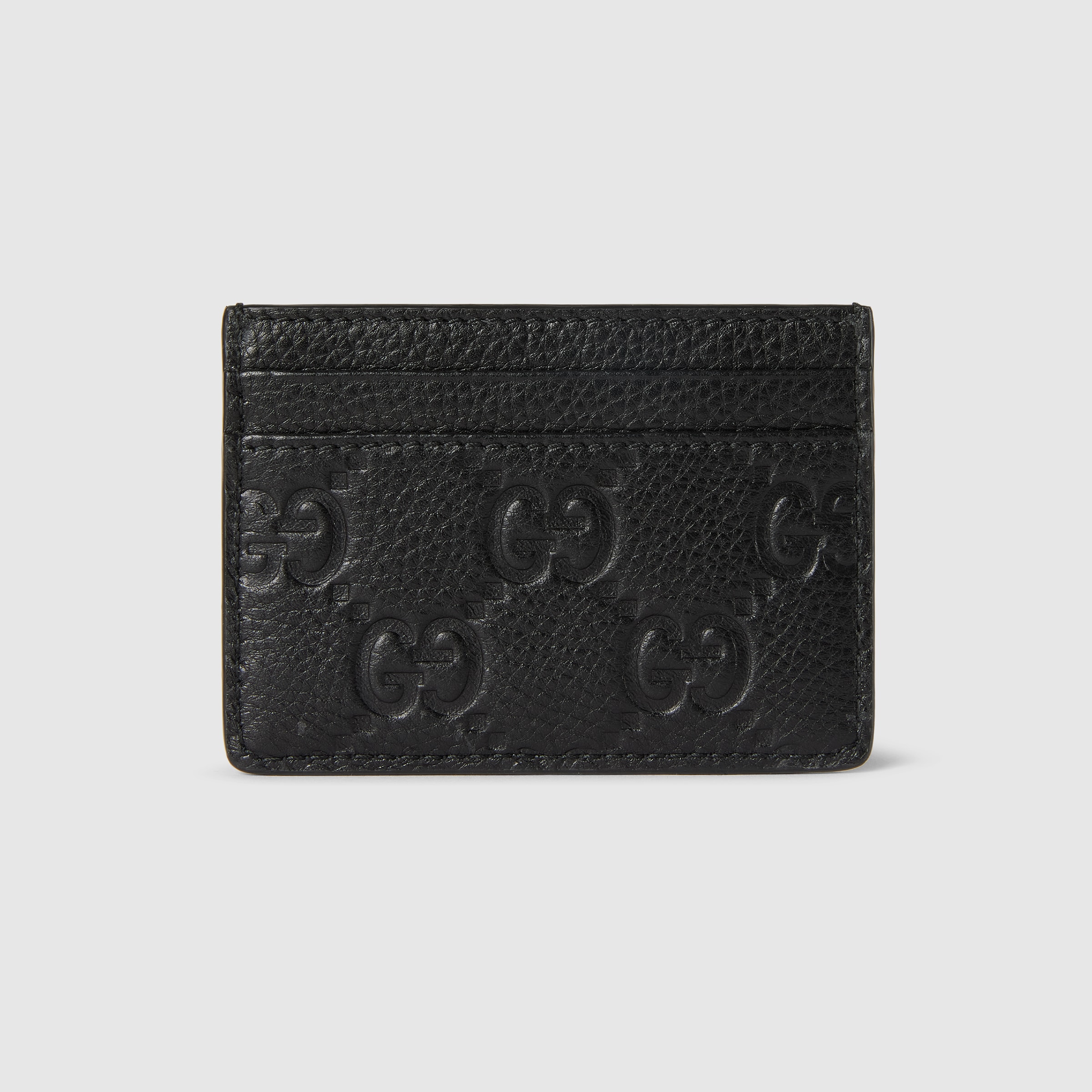 EMBLEM CARD CASE 10 IN BLACK GG GRAINY CALFSKIN main image 0