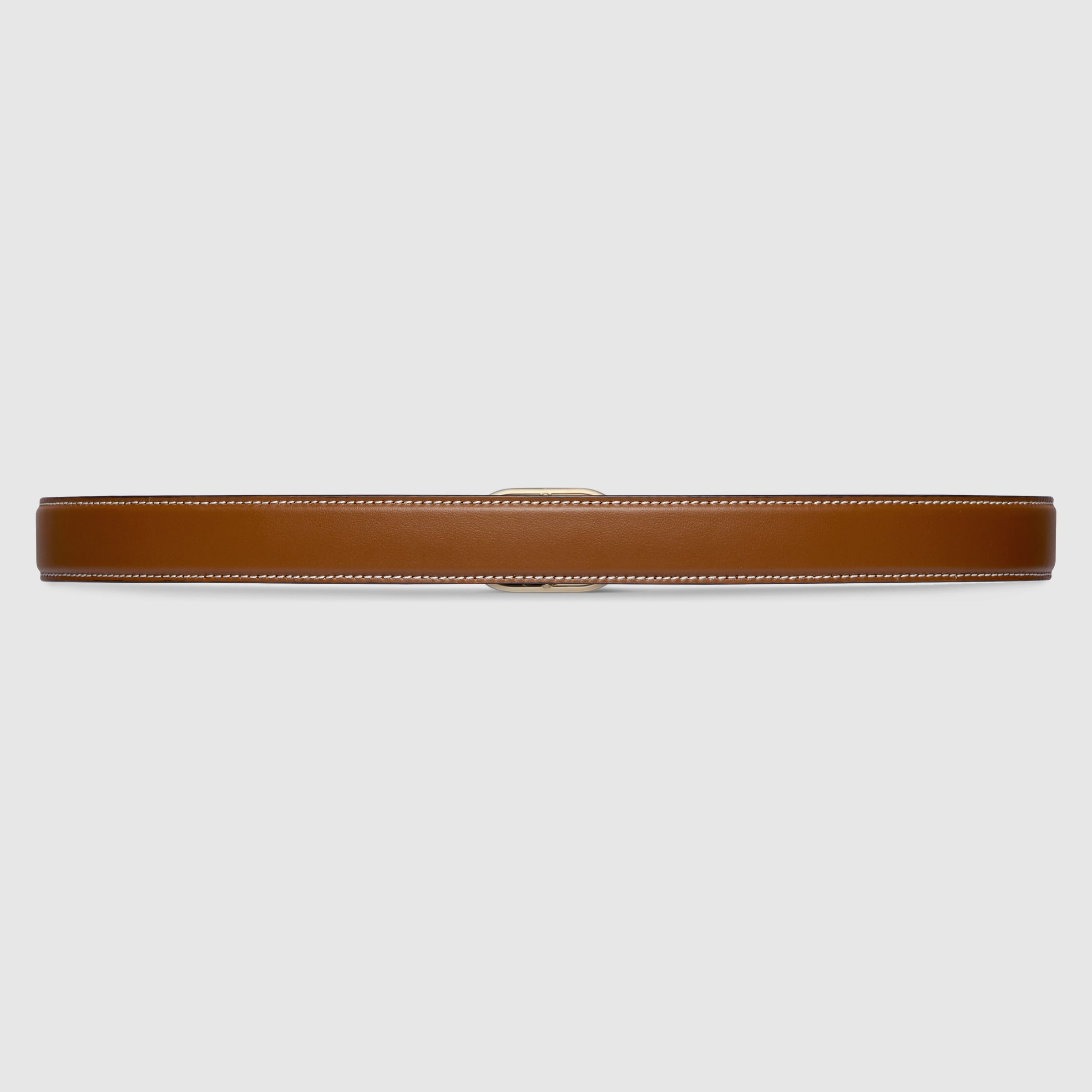 Belt with oval buckle in brown leather | GUCCI® US