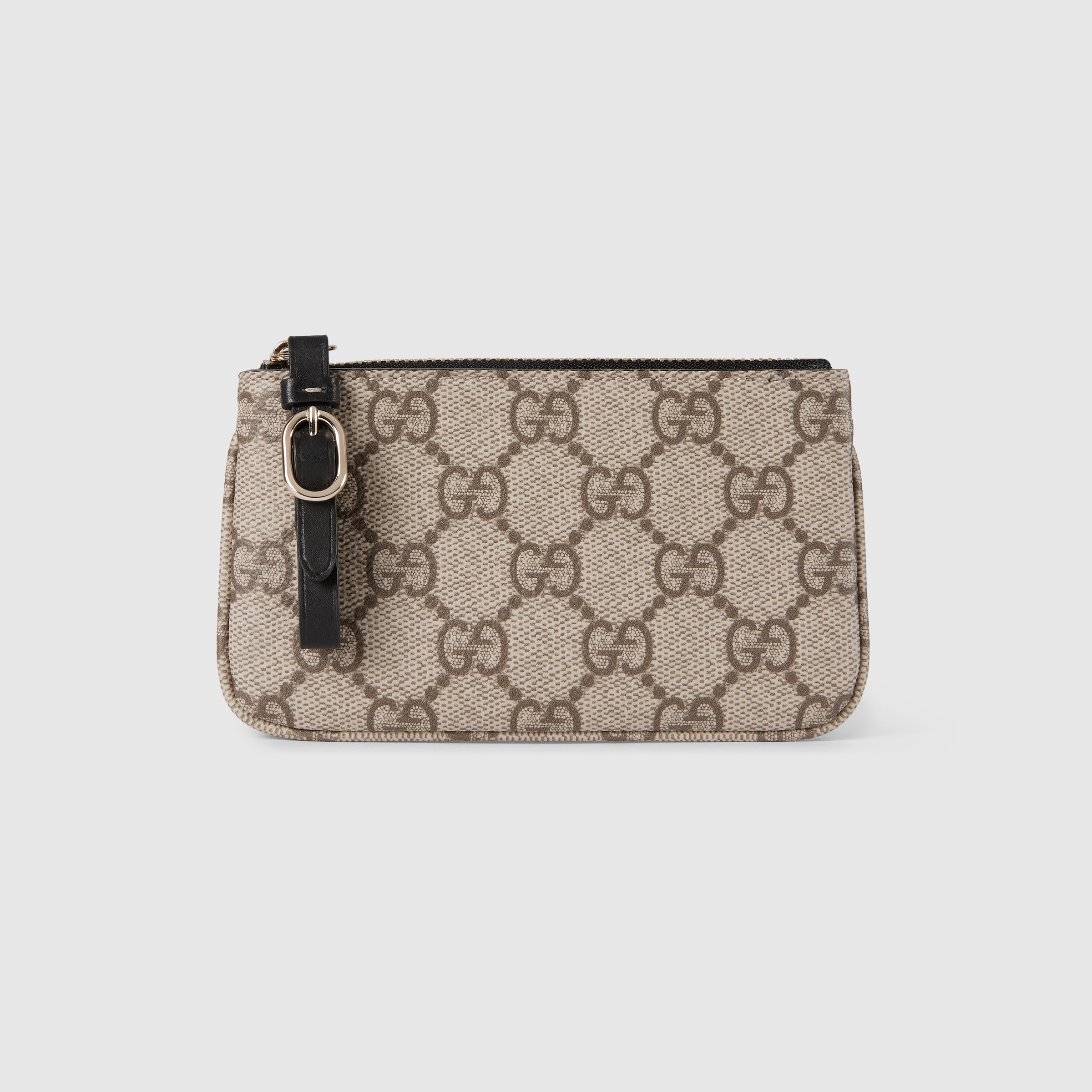 Gucci キーケース GGエンブレム〕キーポーチ ・ベージュ＆ダークブラウン