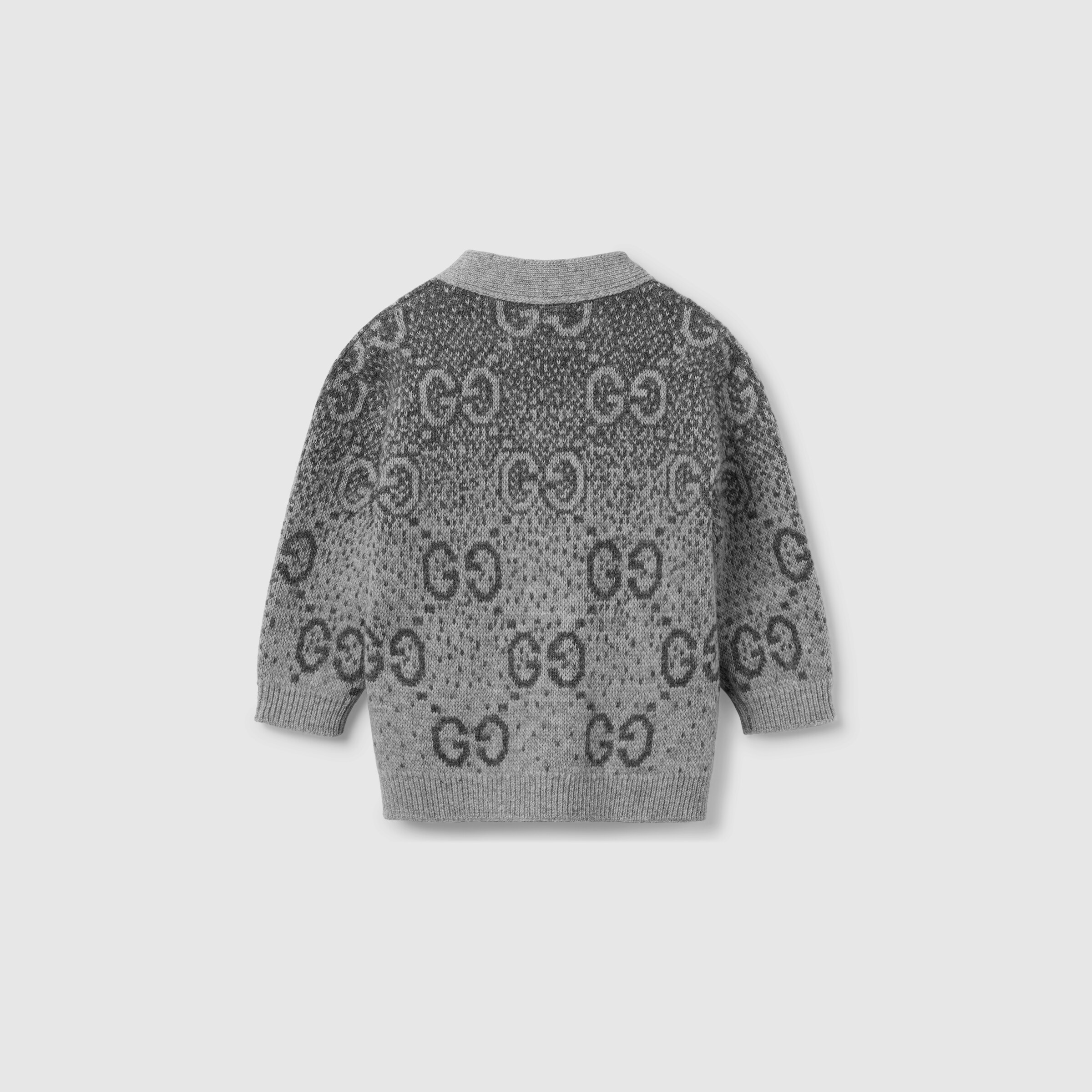 Baby GG wool jacquard cardigan in light grey and grey