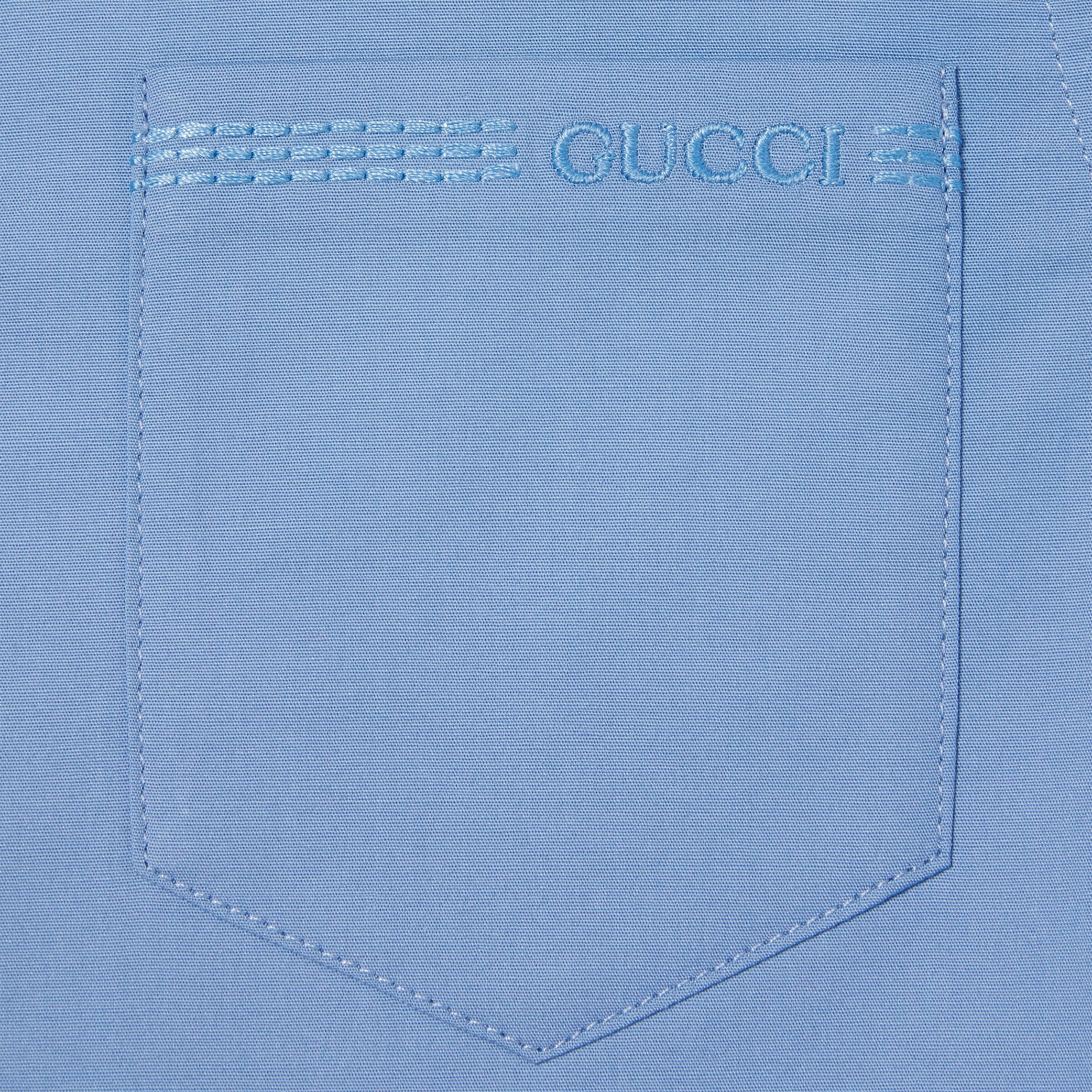 チルドレンズ〕エンブロイダリー コットン シャツ ・ブライトブルー