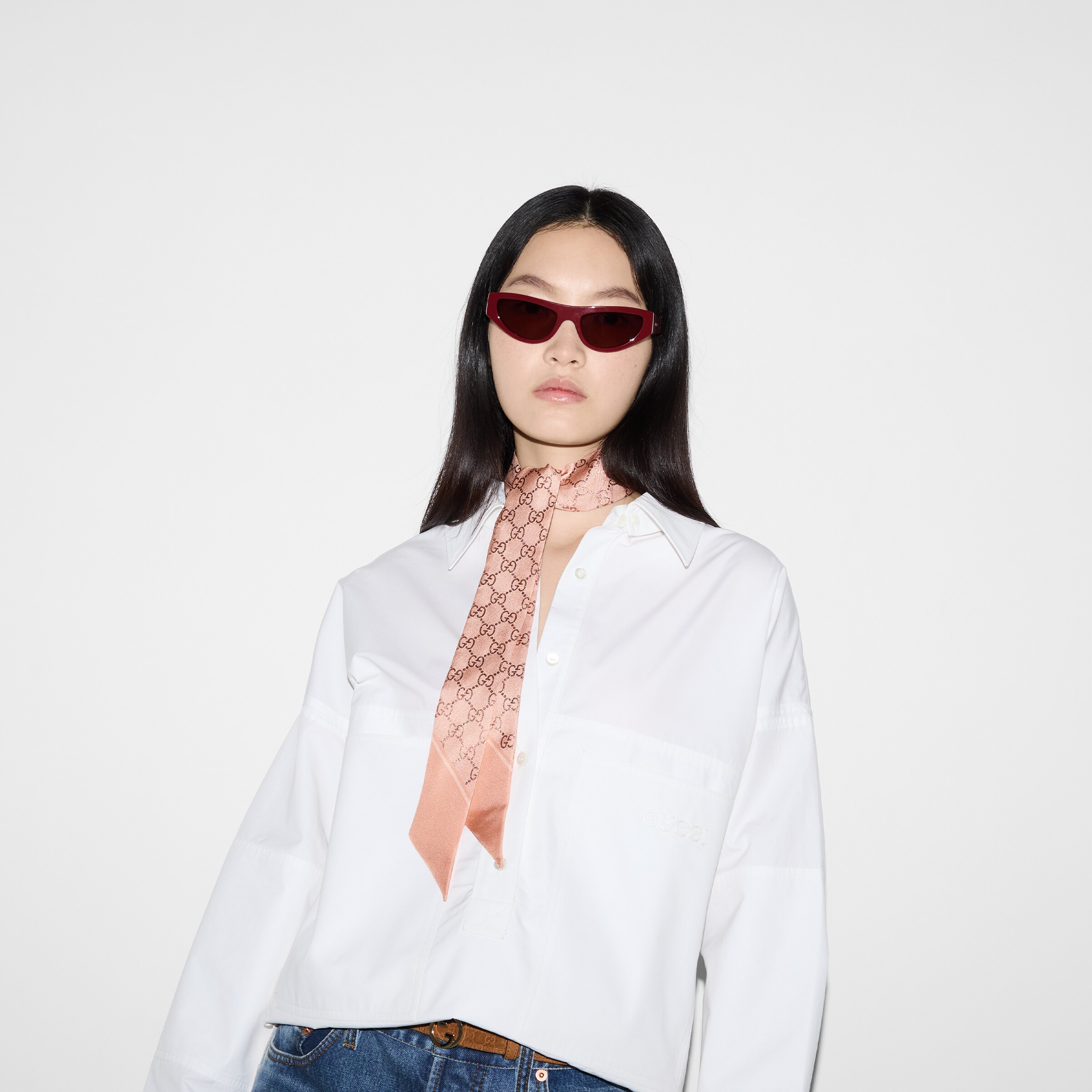 GUCCI プリントシルクリボン アクアマリン&ピンク プリント シルク リボン ・アクアマリン＆ピンク | GUCCI公式