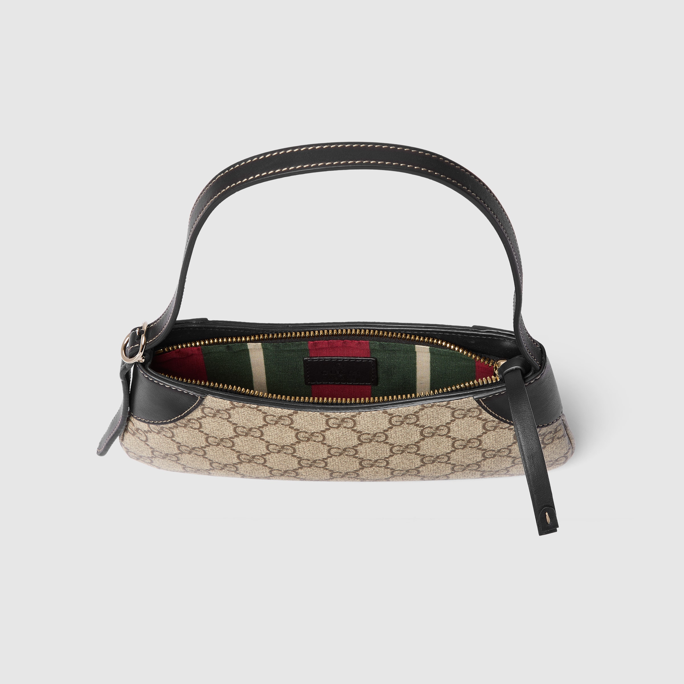 Gucci Emblem Mini Shoulder Bag Beige Blue Canvas Leather 244492