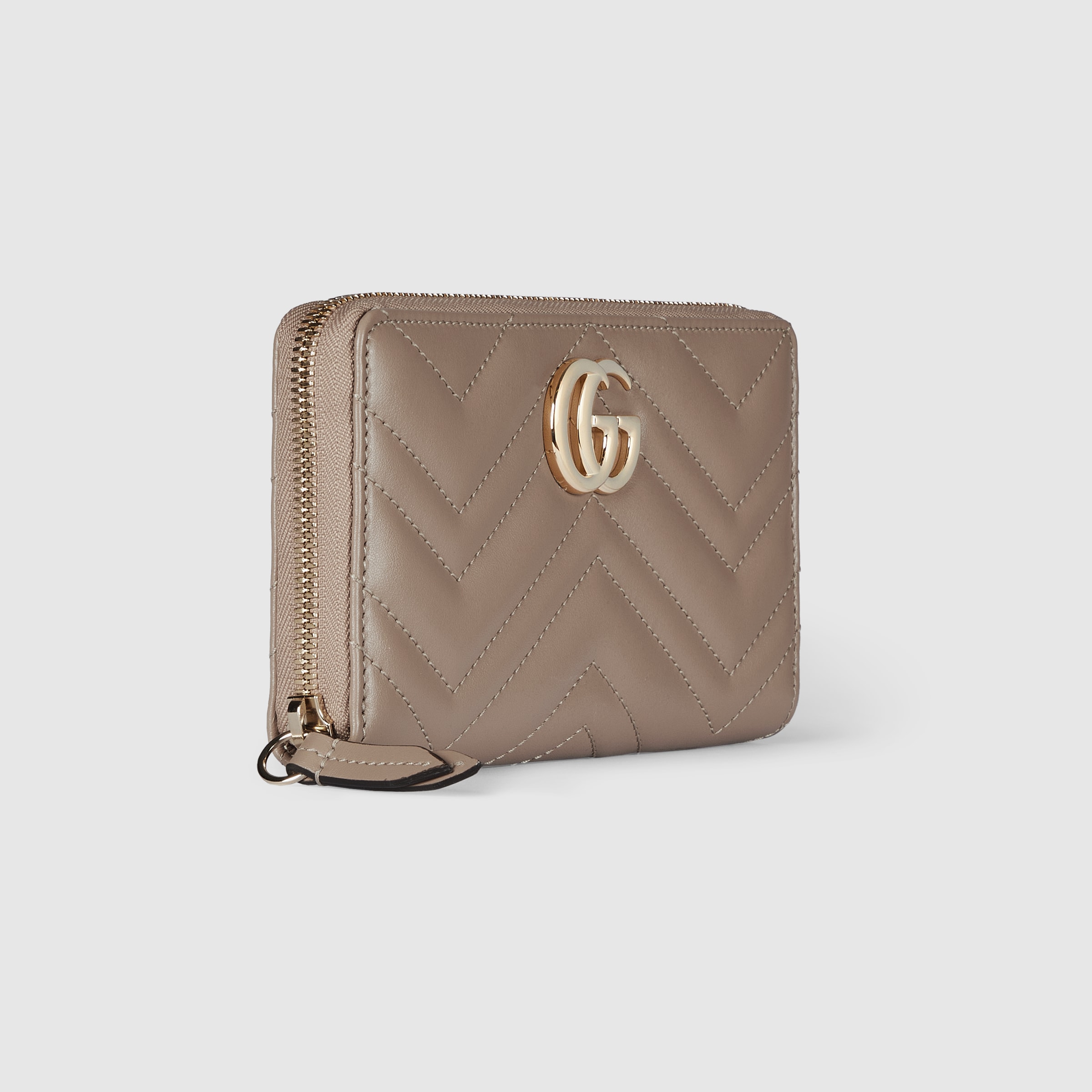 GG Marmont zip around wallet in taupe leather | GUCCI® GR