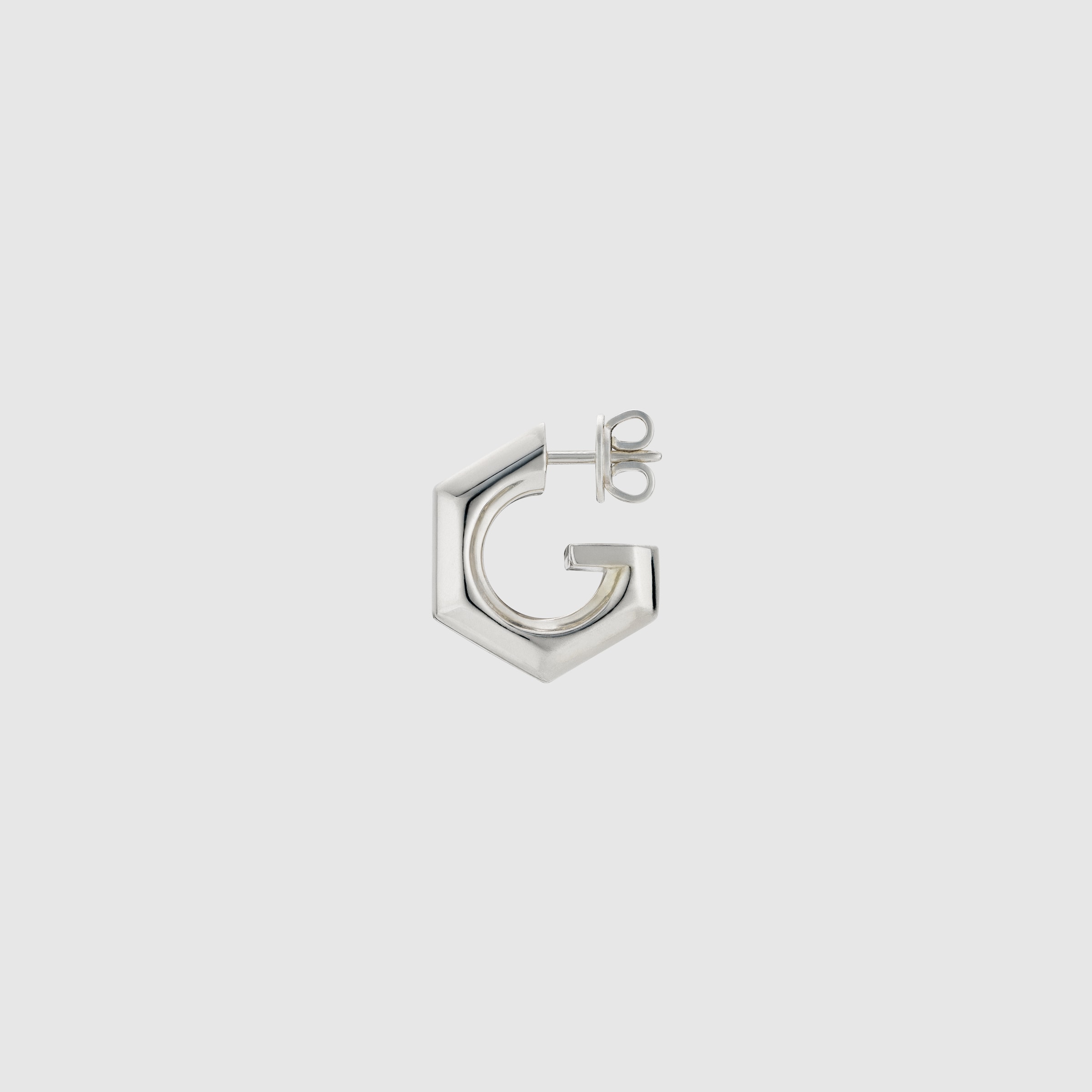 Hoop earrings with geometric G in 941 sterling silver