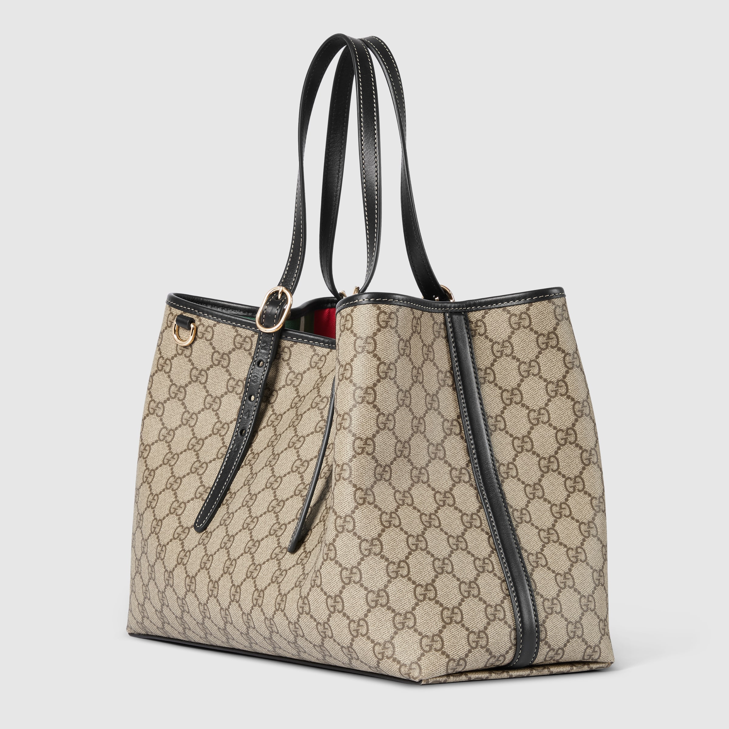 GG Emblem系列中号托特包 in米色和深棕色织物 | GUCCI® UK