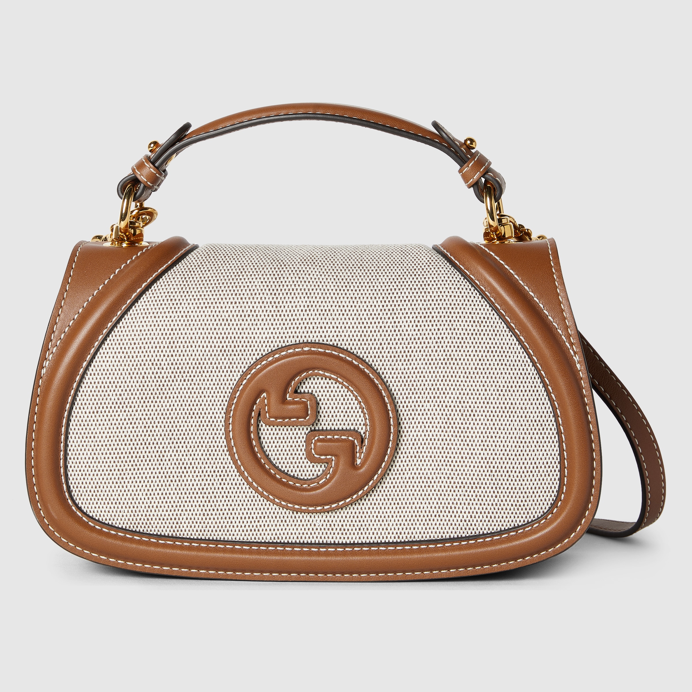 Gucci Blondie 32 Bag Brown Beige Leather Canvas 239899