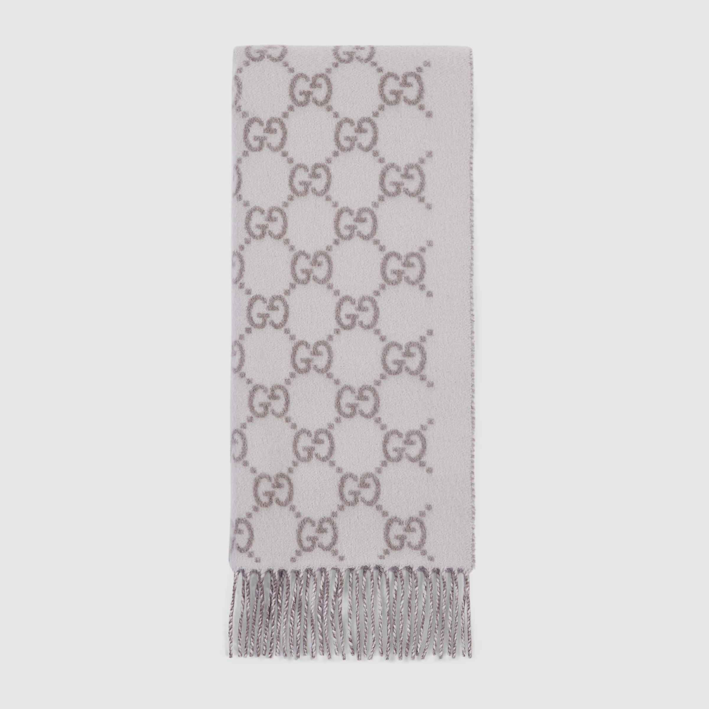 SCARF 200 CM LIGHT PINK AND IVORY GG CASHMERE JACQUARD 405134