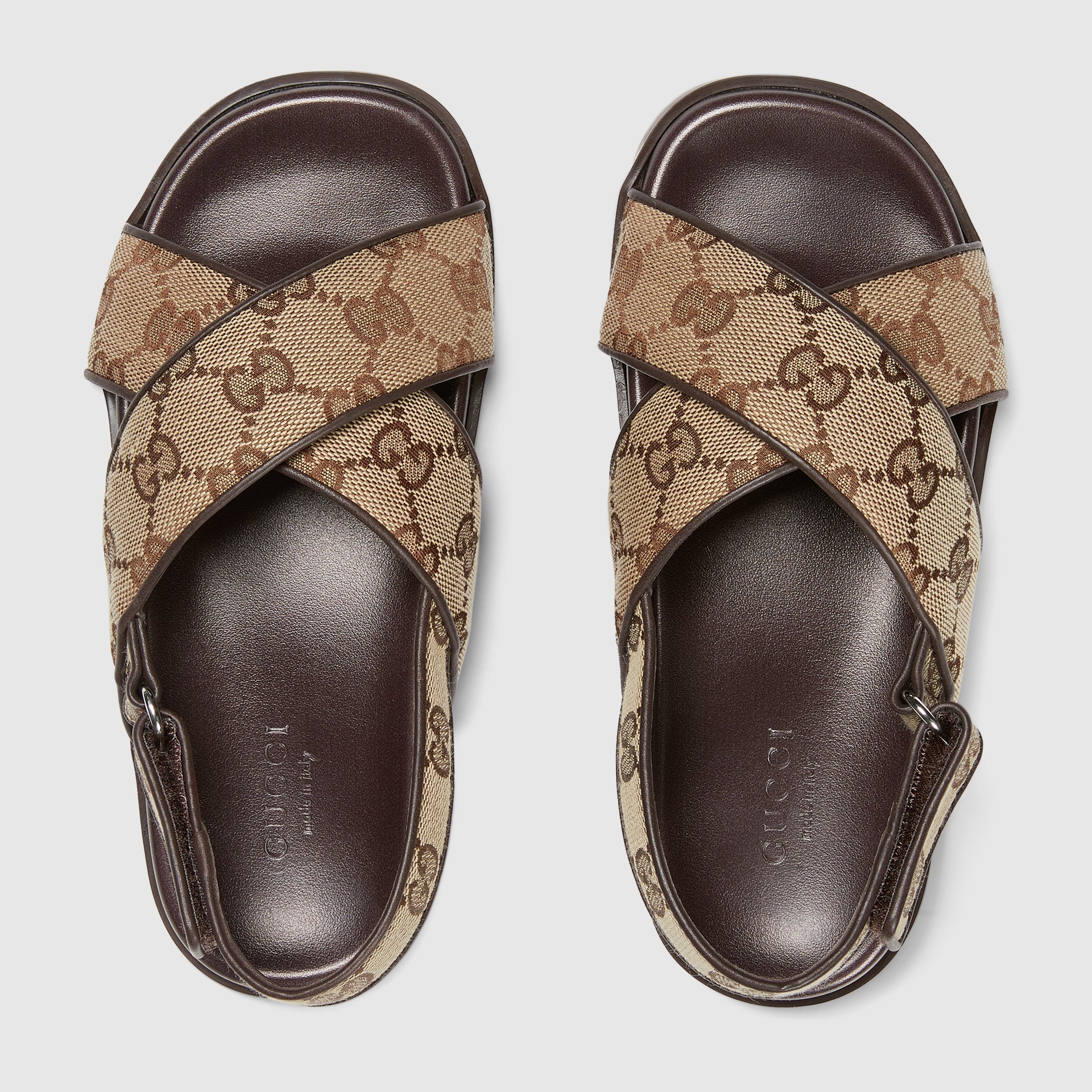 Children's GG sandal in beige and dark brown canvas | GUCCI® US