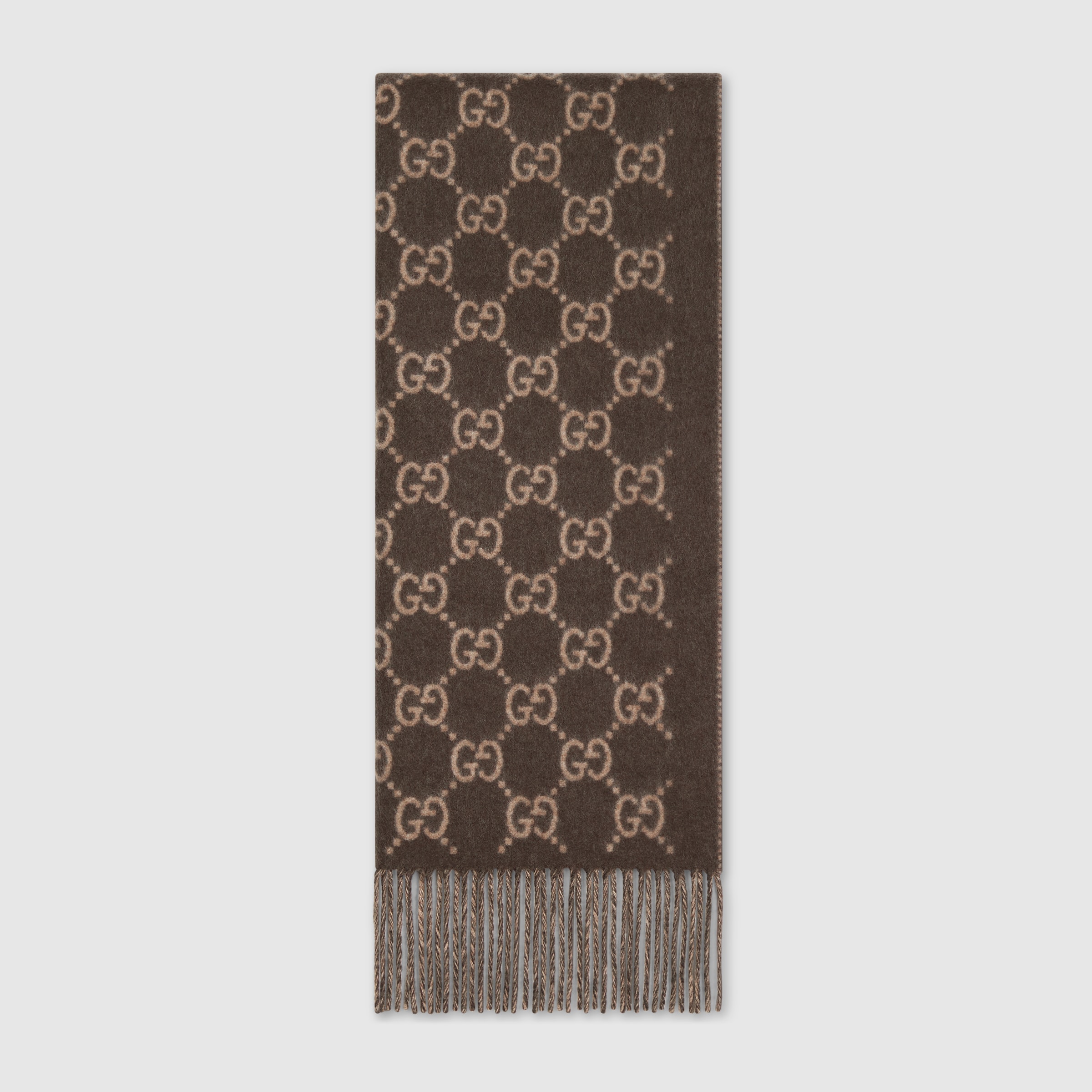 【関税&送料込】Gucci Embroidered Cashmere Reversible Scarf Reversible jumbo GG cashmere cape in beige and dark brown