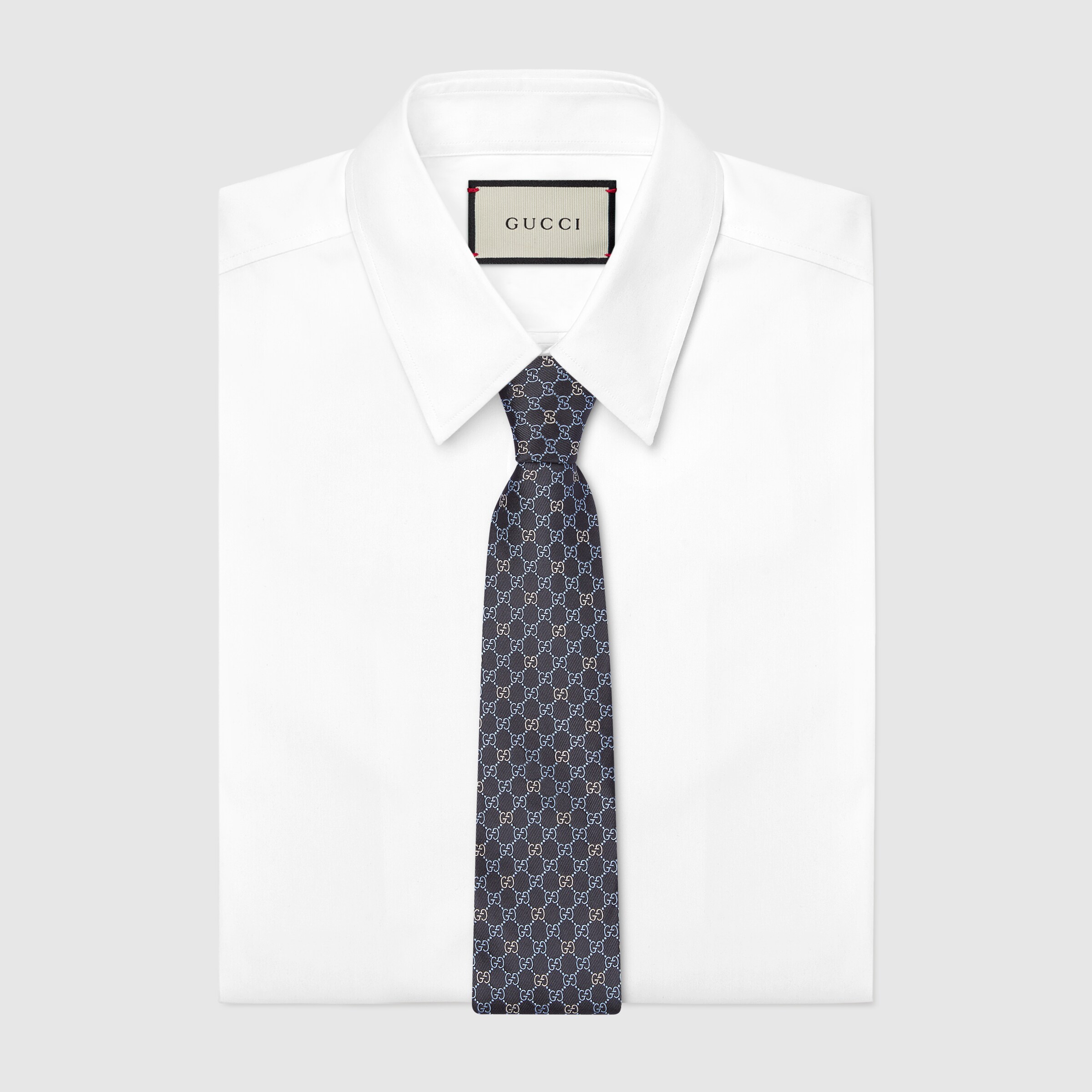 GG silk jacquard tie in blue | GUCCI® US