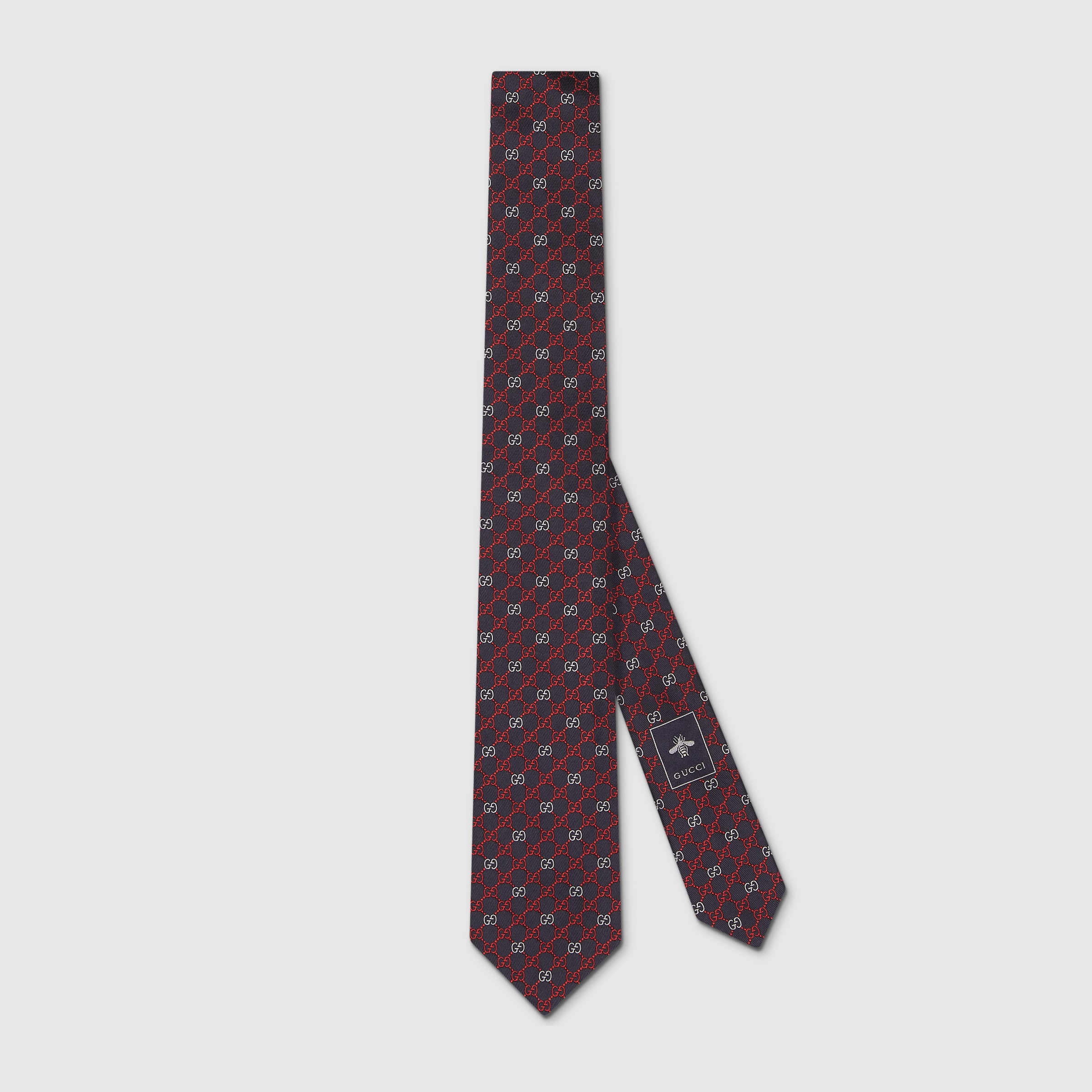 GG silk jacquard tie in navy and red | GUCCI® US GG silk jacquard tie in navy and red | GUCCI® US