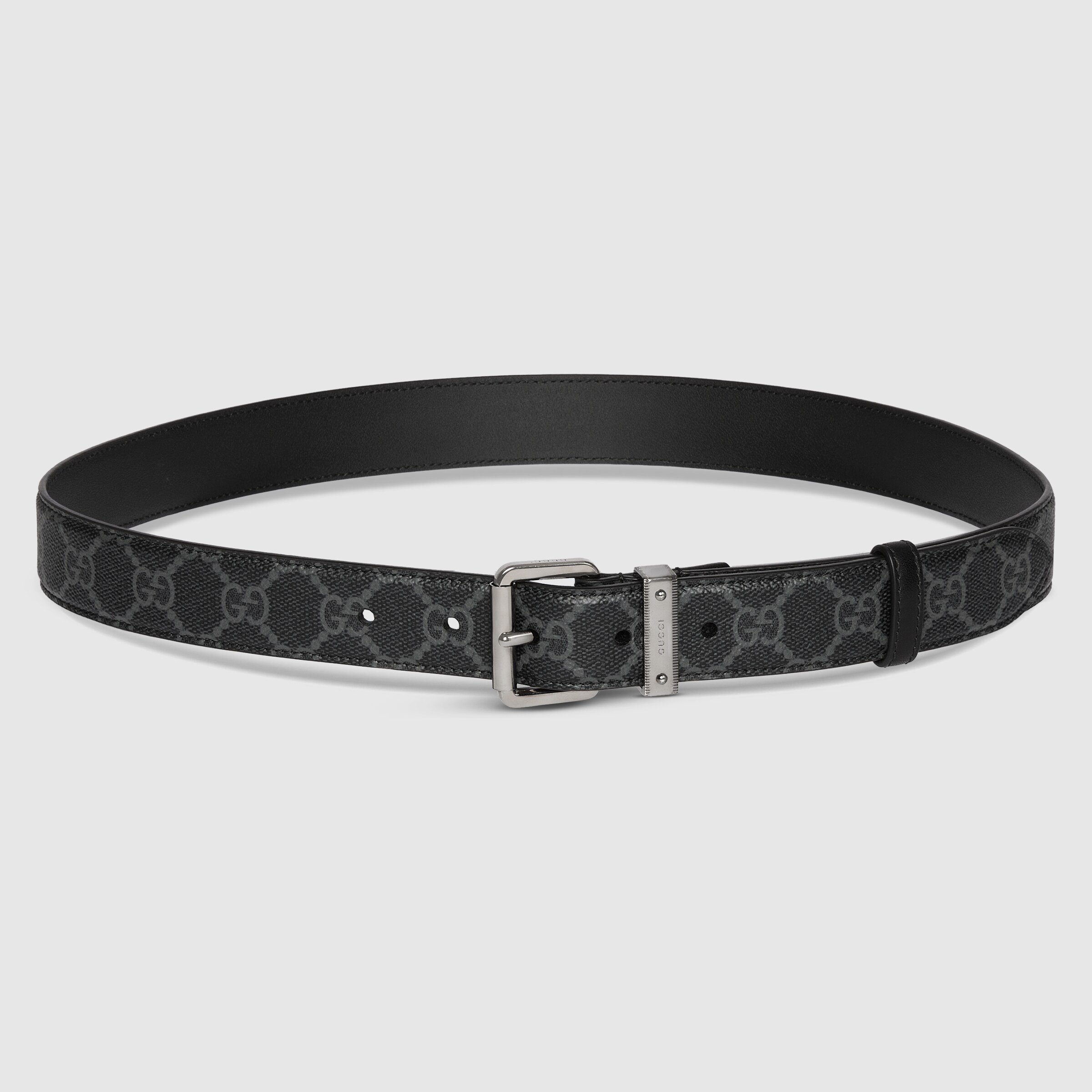 Unisex 90/36 Gucci Double G Black Leather Marmont Wide Belt