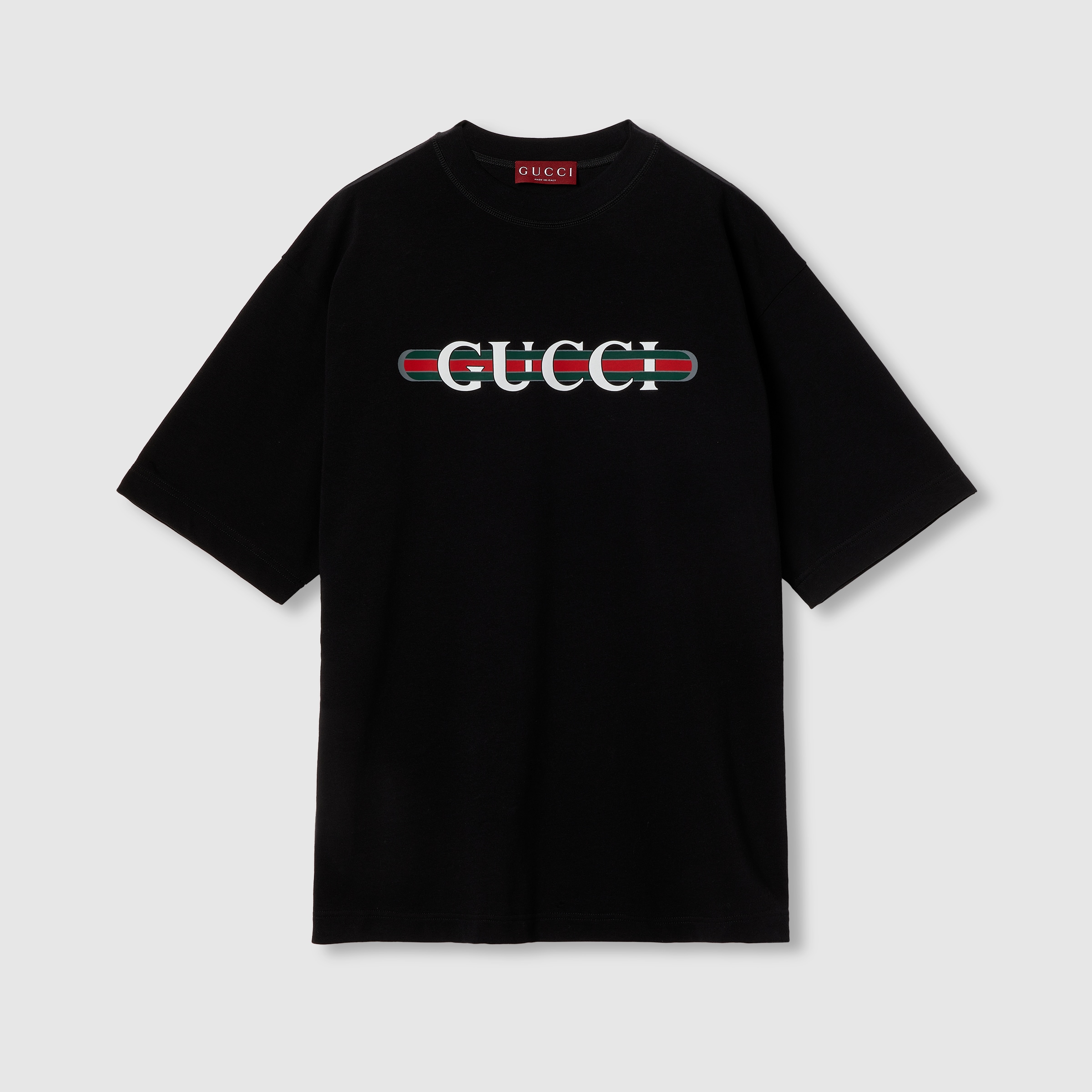 Gucci ラガーシャツ Gucci ラガーシャツ Printed cotton jersey T-shirt in black | GUCCI® AE