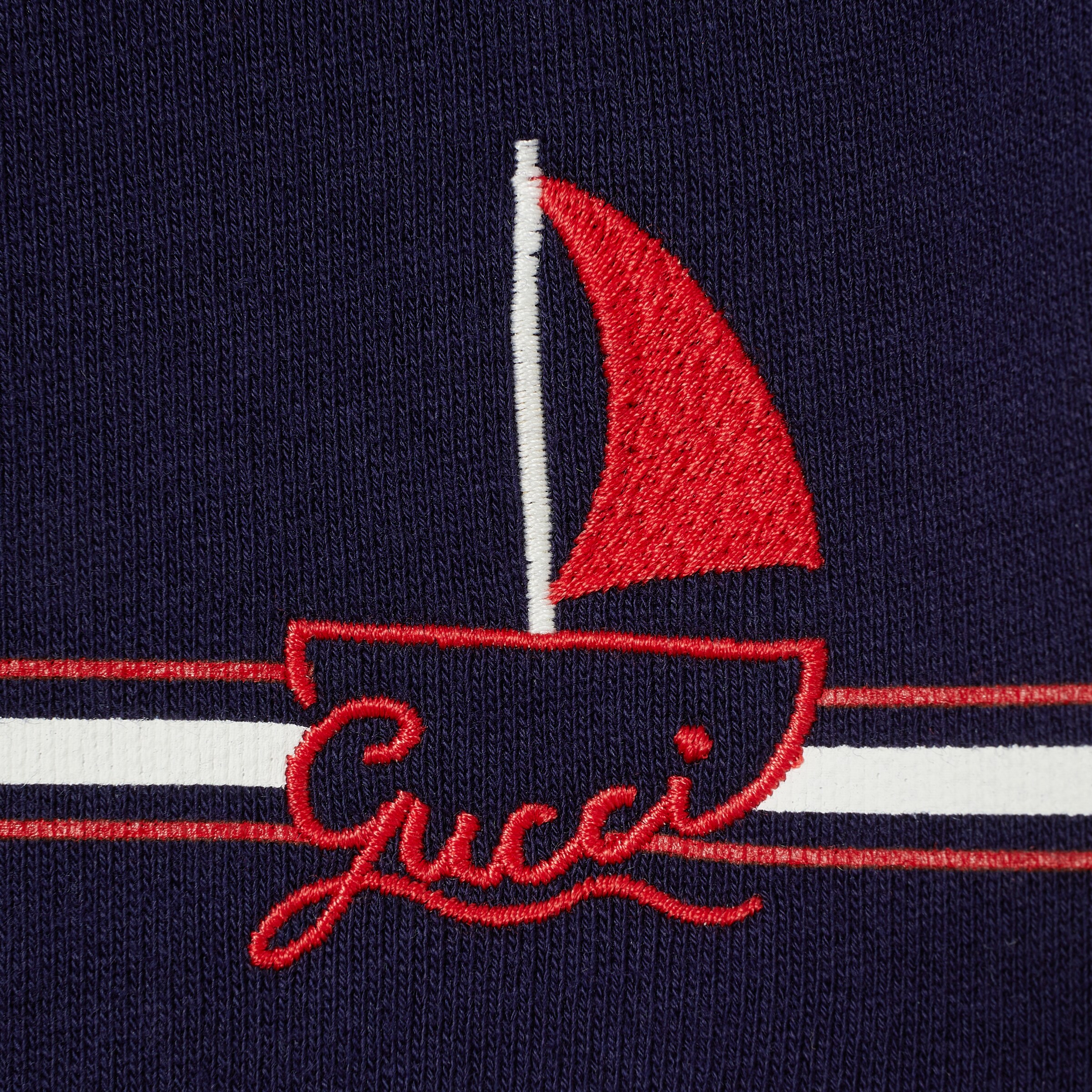 GUCCI ベビー Baby embroidered cotton shirt in white and light blue