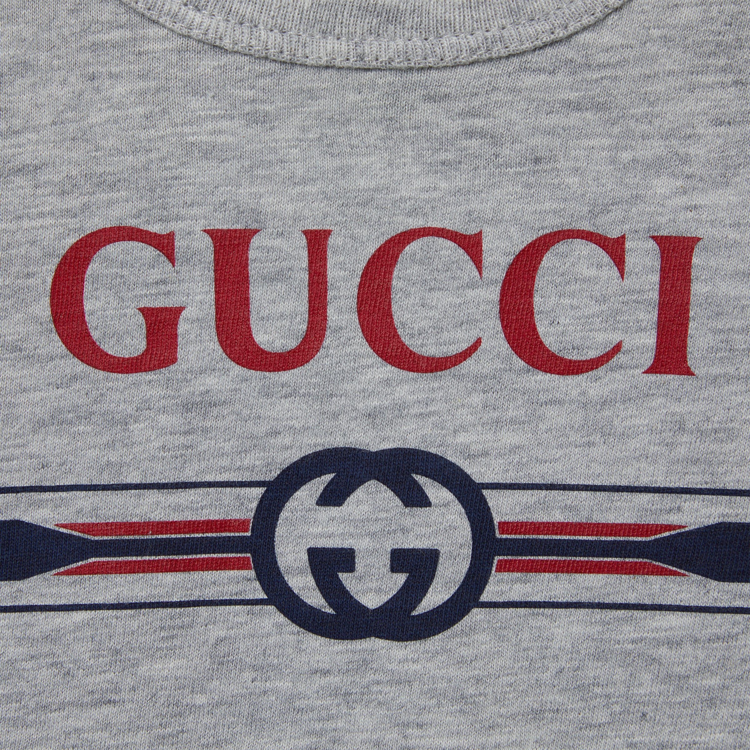 Baby printed cotton T-shirt in light grey | GUCCI® US