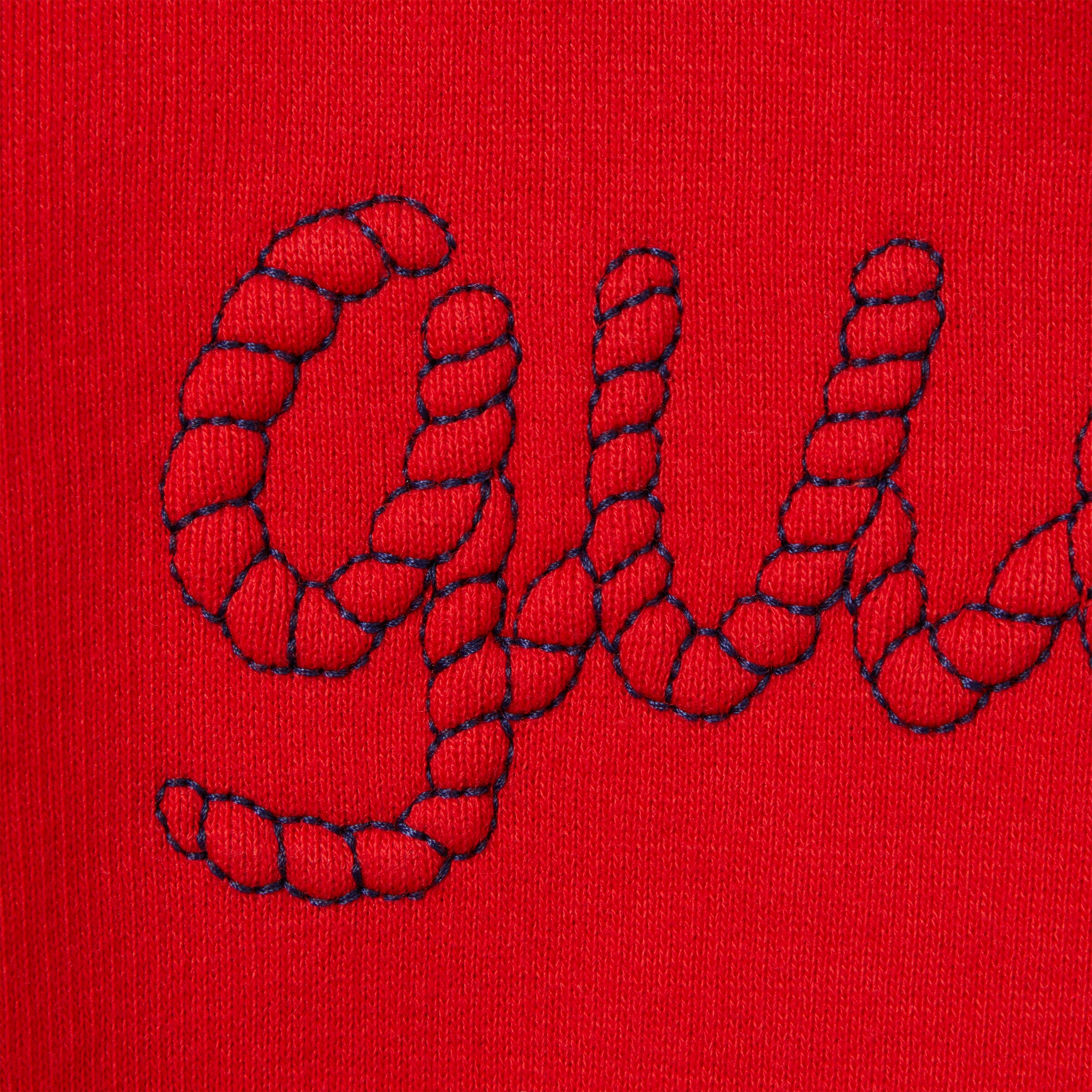 Baby embroidered cotton one-piece in red | GUCCI® US