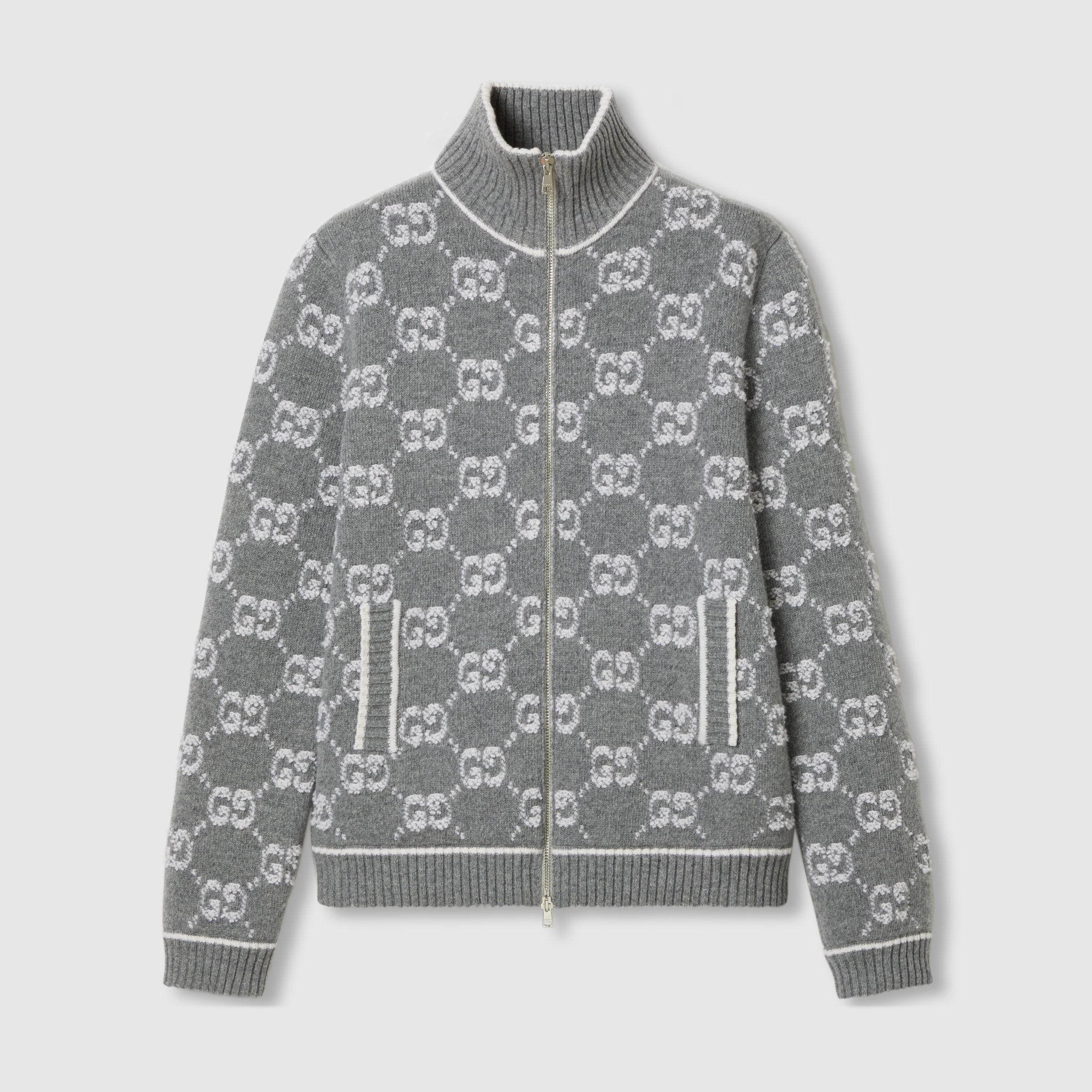 Wool knit cardigan with Web in dark blue | GUCCI® US