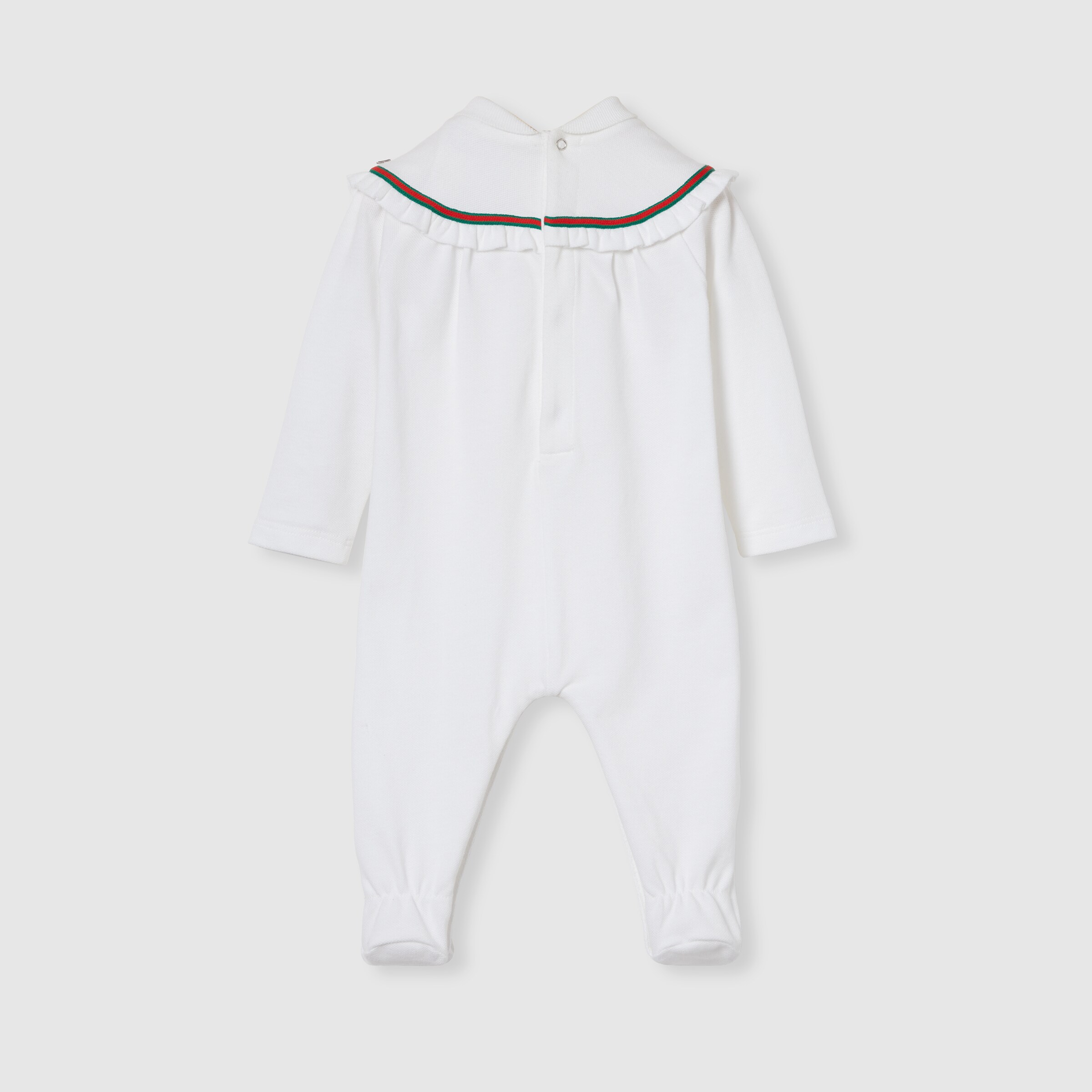 Baby cotton one-piece with Web in white | GUCCI® US