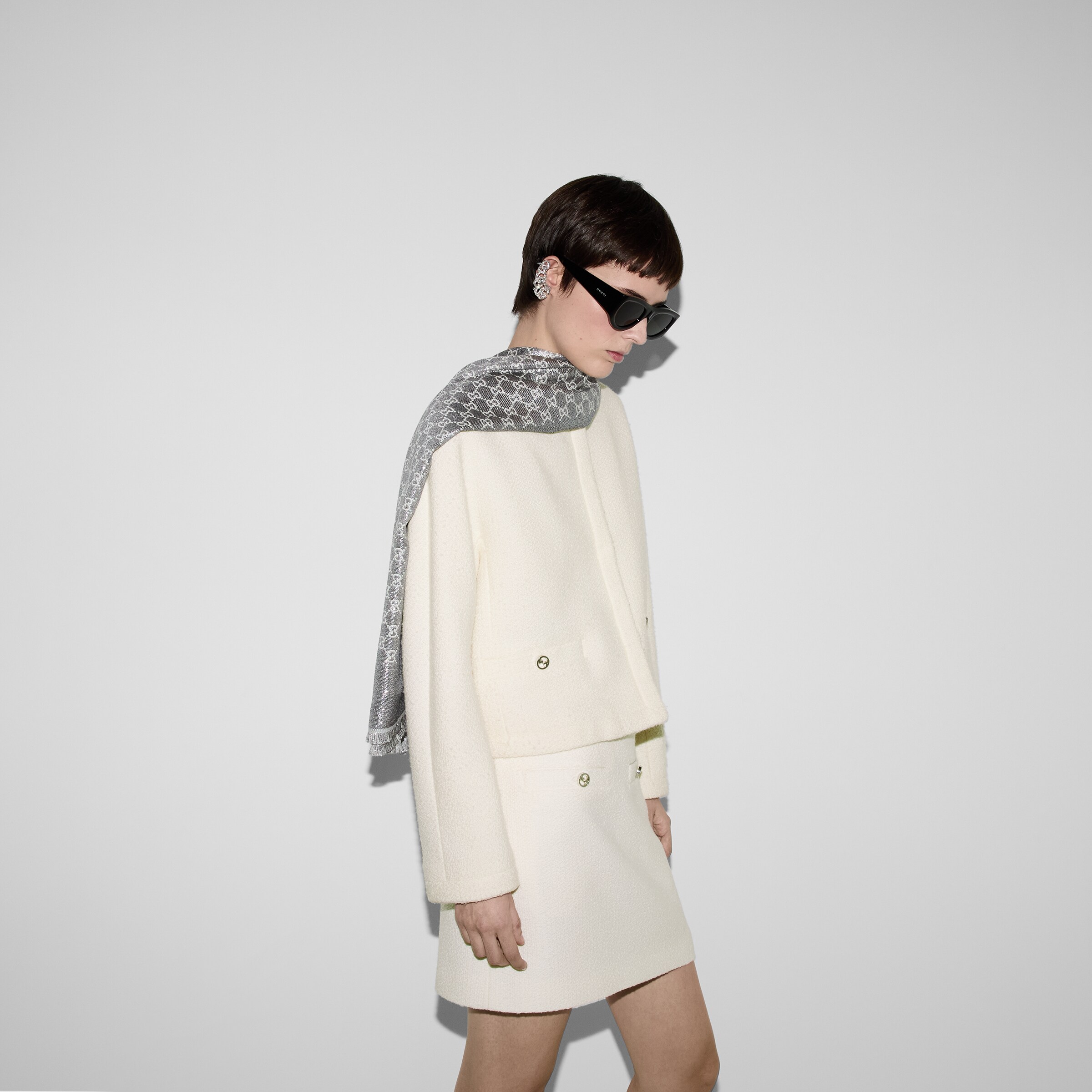 スカーフ GUCCI GG lame scarf GUCCI Wool LAME JACQUARD Monogram JUMBO GG Lady Nest Lux