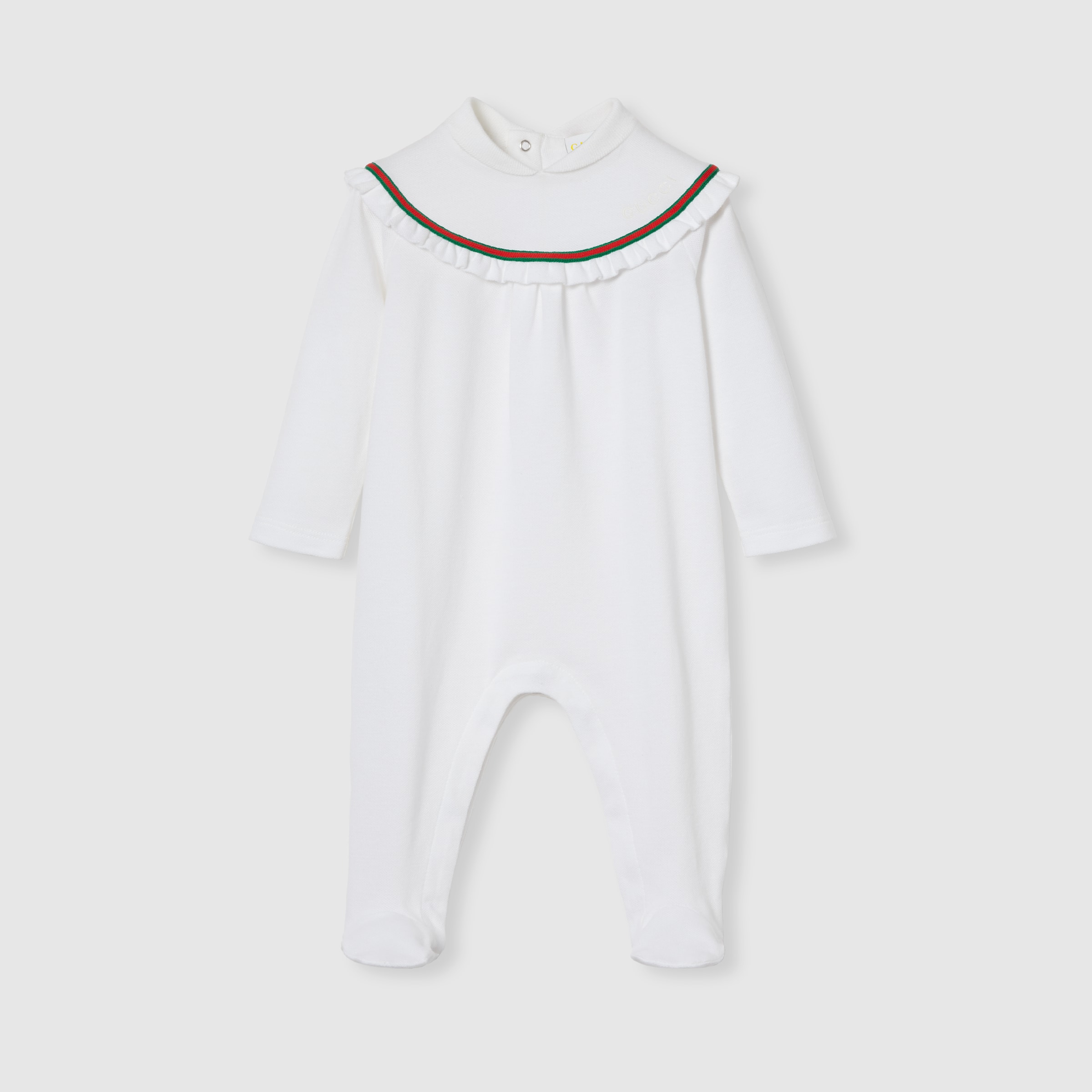 Baby cotton one-piece with Web in white | GUCCI® US