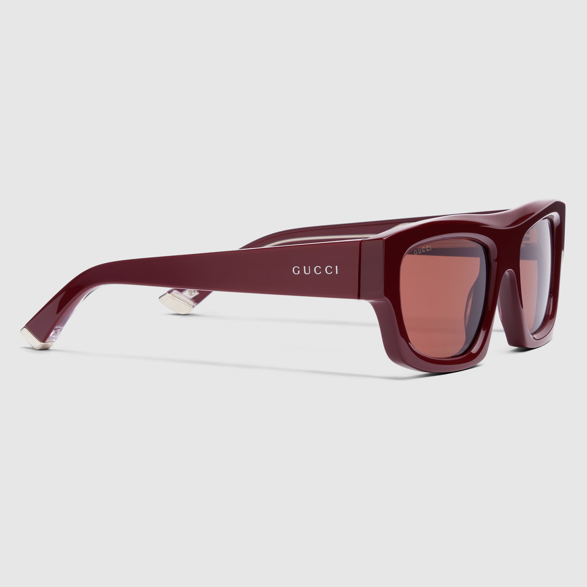 Rectangular frame sunglasses in Gucci Rosso Ancora red | GUCCI® AE