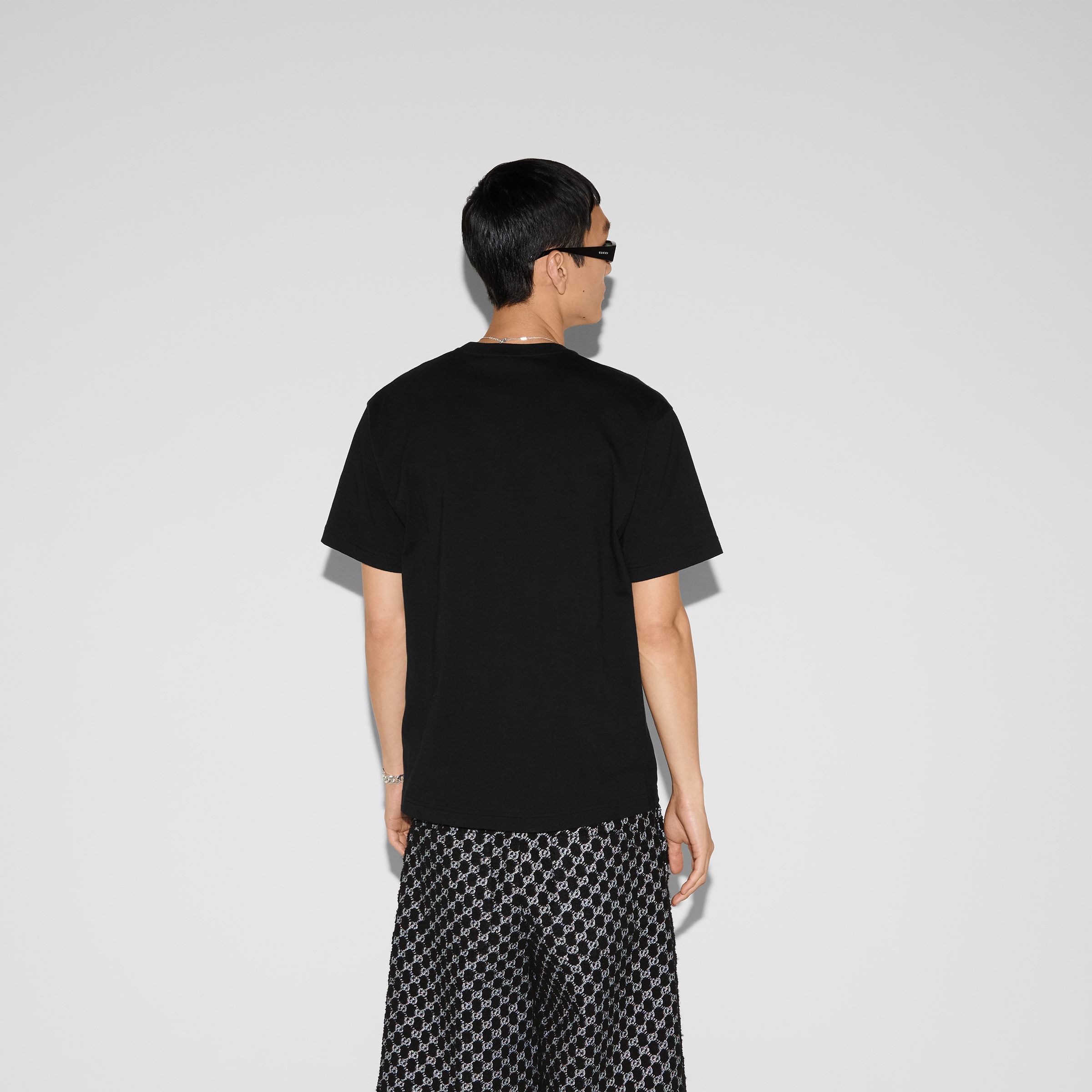 グッチシャツ GG linen blend canvas shirt in beige and blue | GUCCI® US