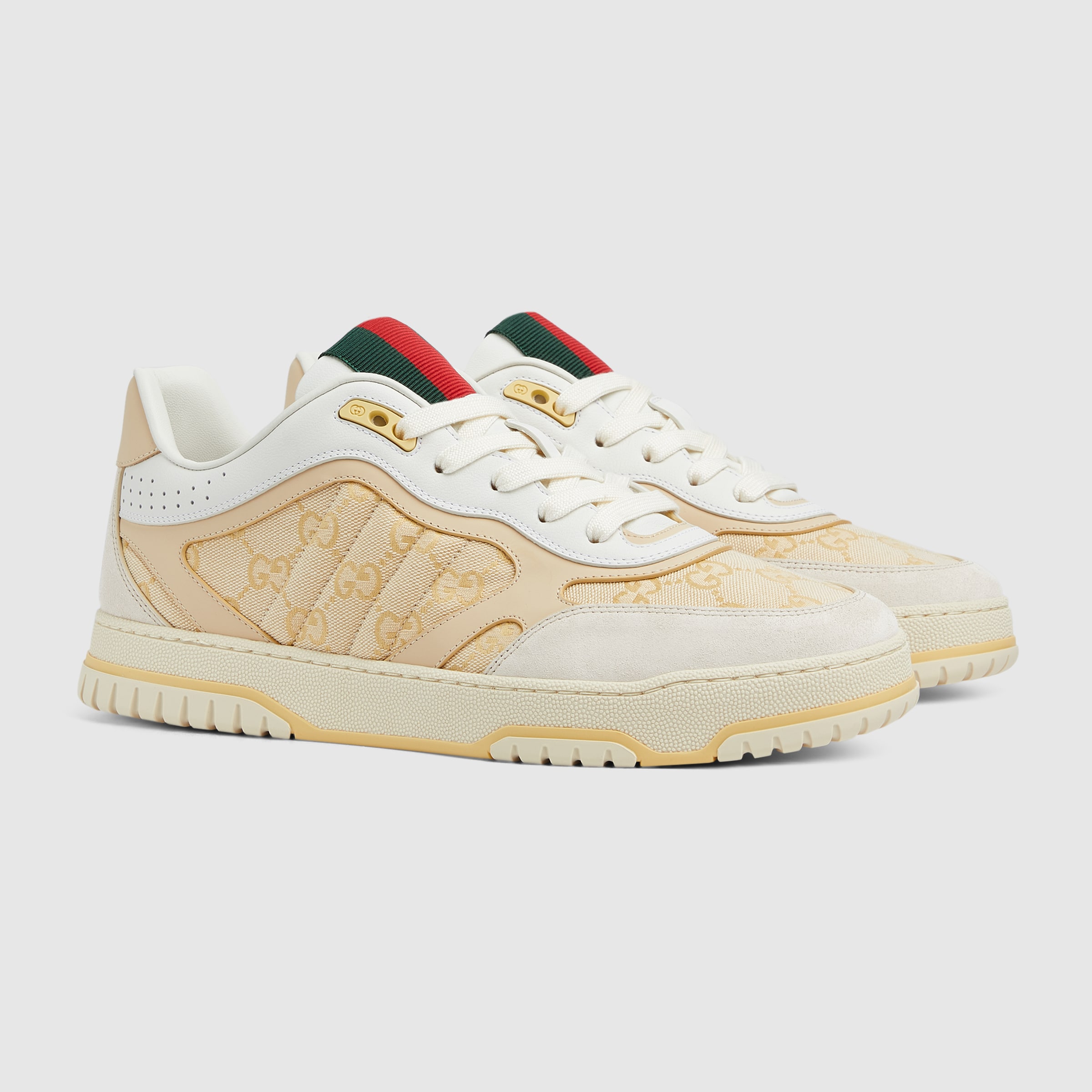 Men's Gucci Re-Web sneaker in light beige canvas | GUCCI® US