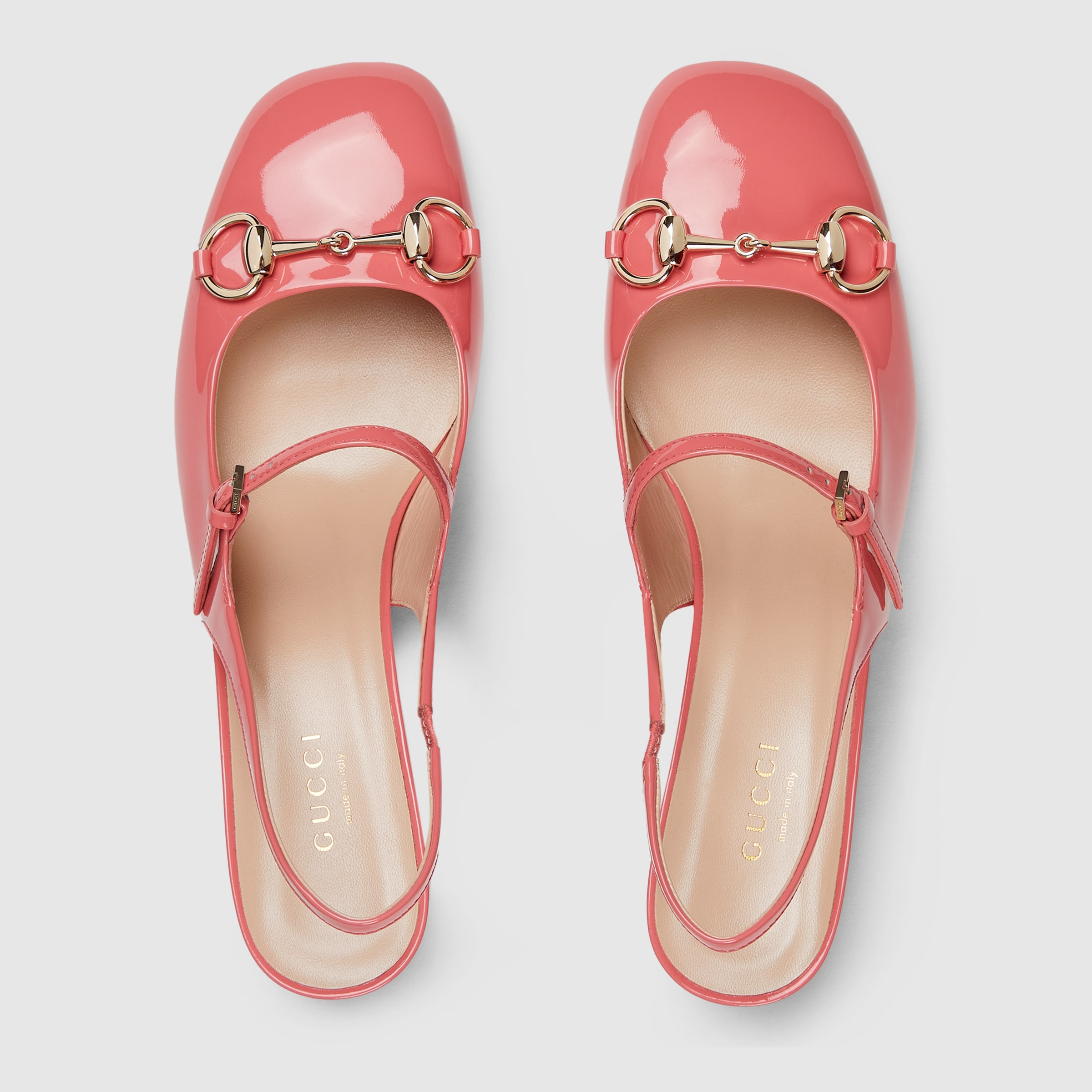 Gucci Pink Leather Horsebit Mid-Heel Loafers Size 5/35.5