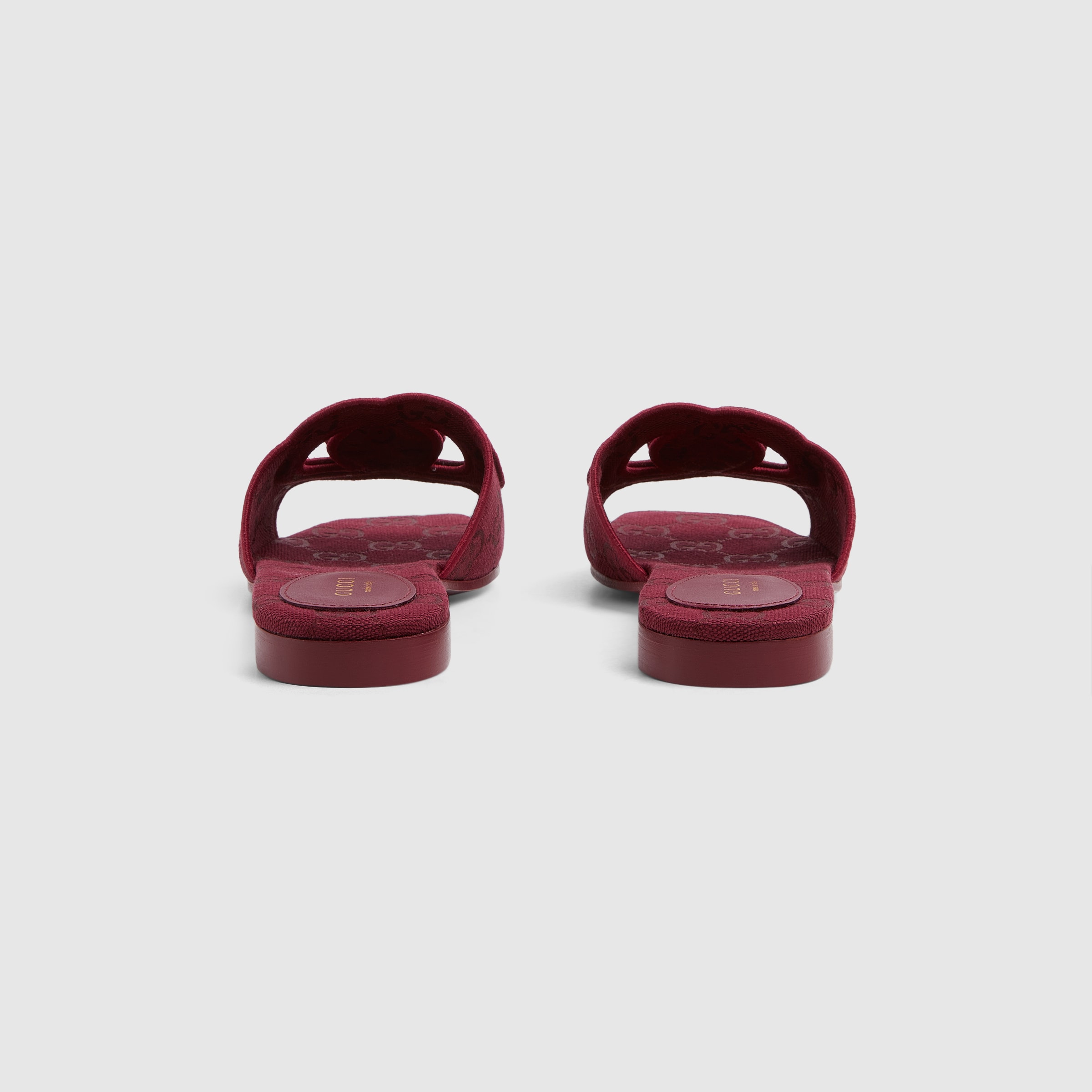 サンダル・ミュール Gucci Burgundy Gg Fabric Slippers 36 NEW $620 GUCCI Burgundy Red Senior Ruggine GG LOGO CANVAS