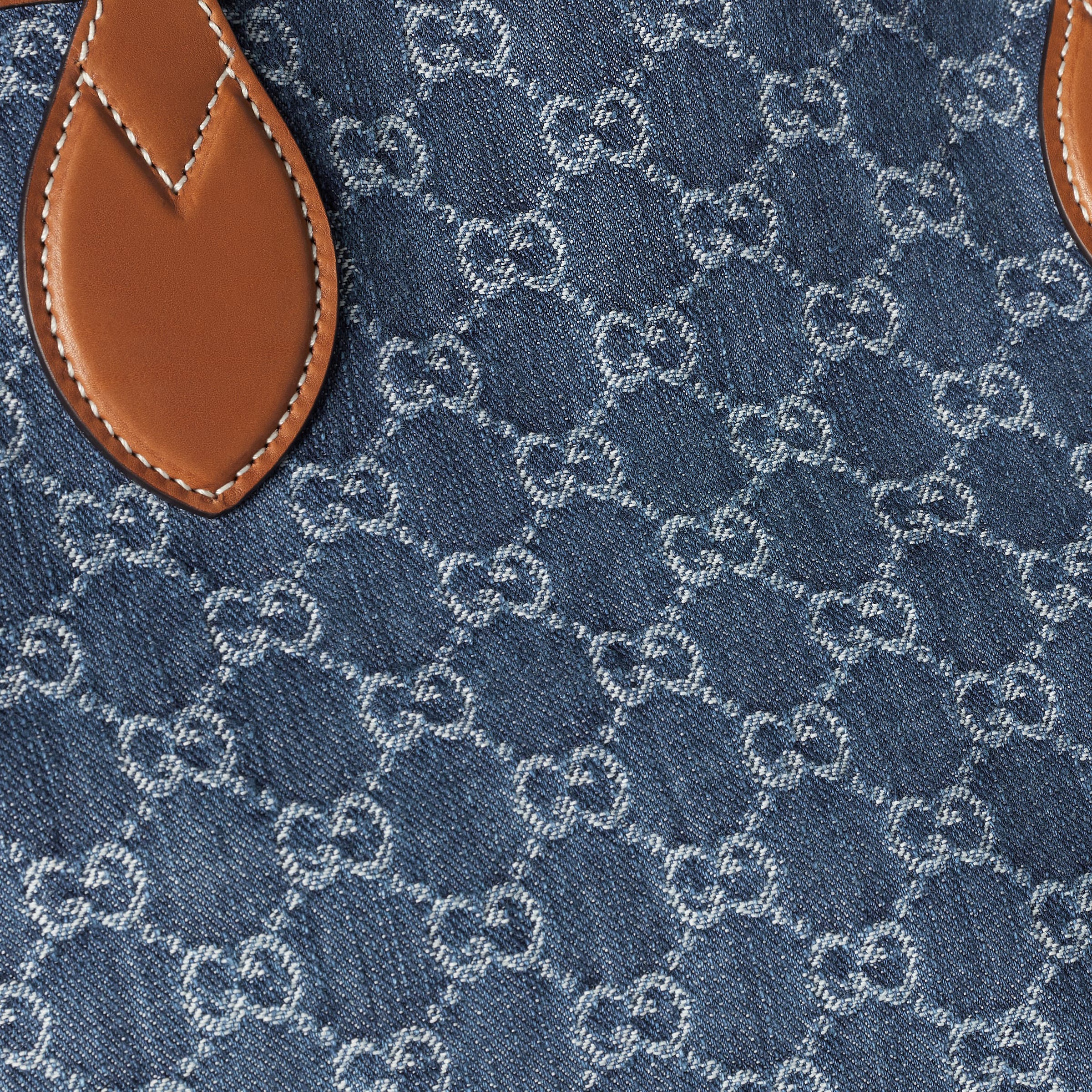 Gucci Totissima Tote Bag Blue White Denim Leather 257930